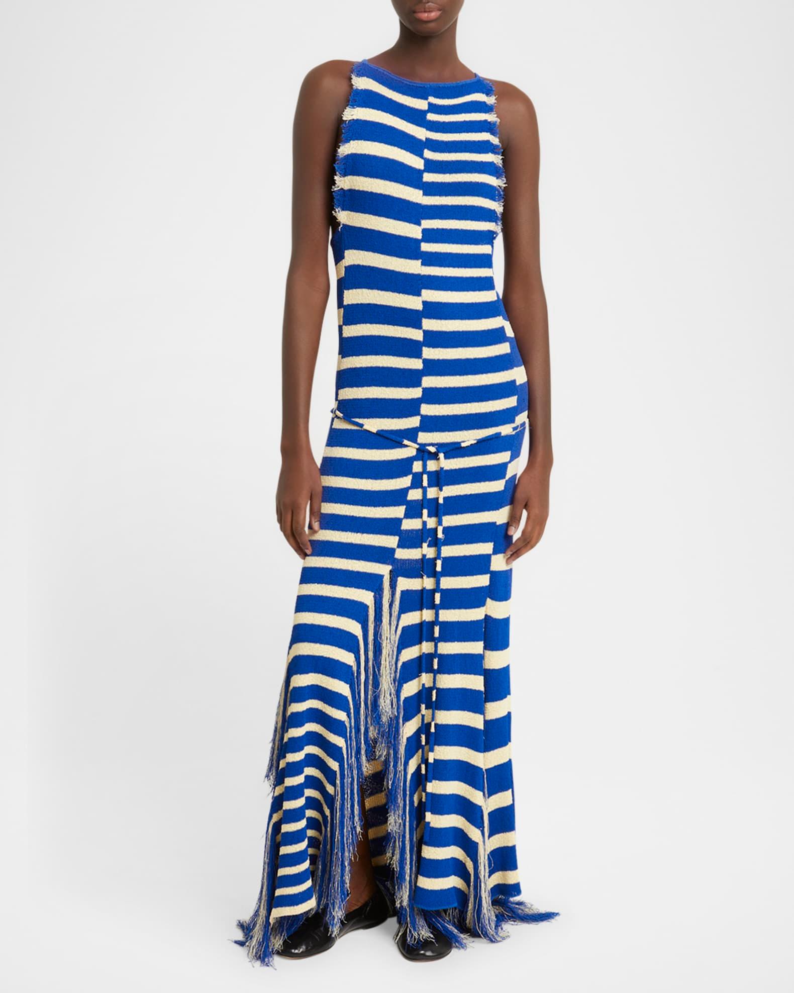 Yves Stripe Fringed Knit Dress Product Image