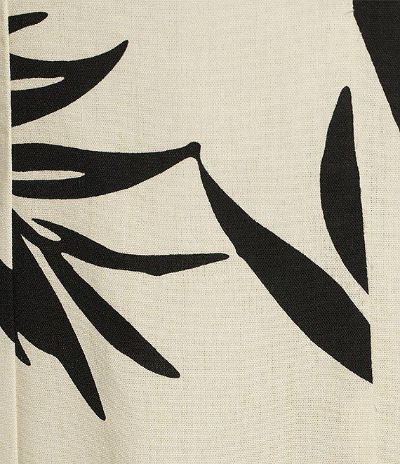 GB Tie Shoulder Tropical Palm Leaf Linen Blend Midi Dress Product Image