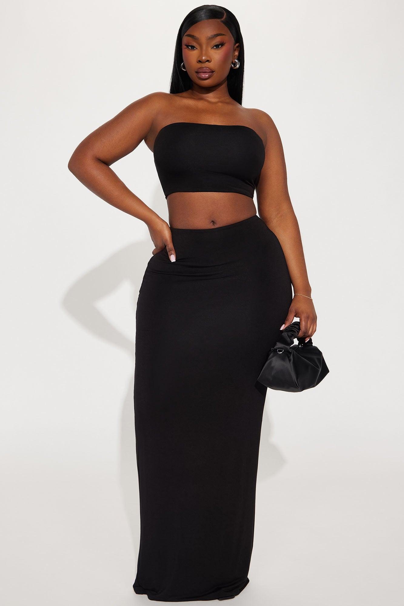 Another Time Double Lined Skirt Set - Black Product Image