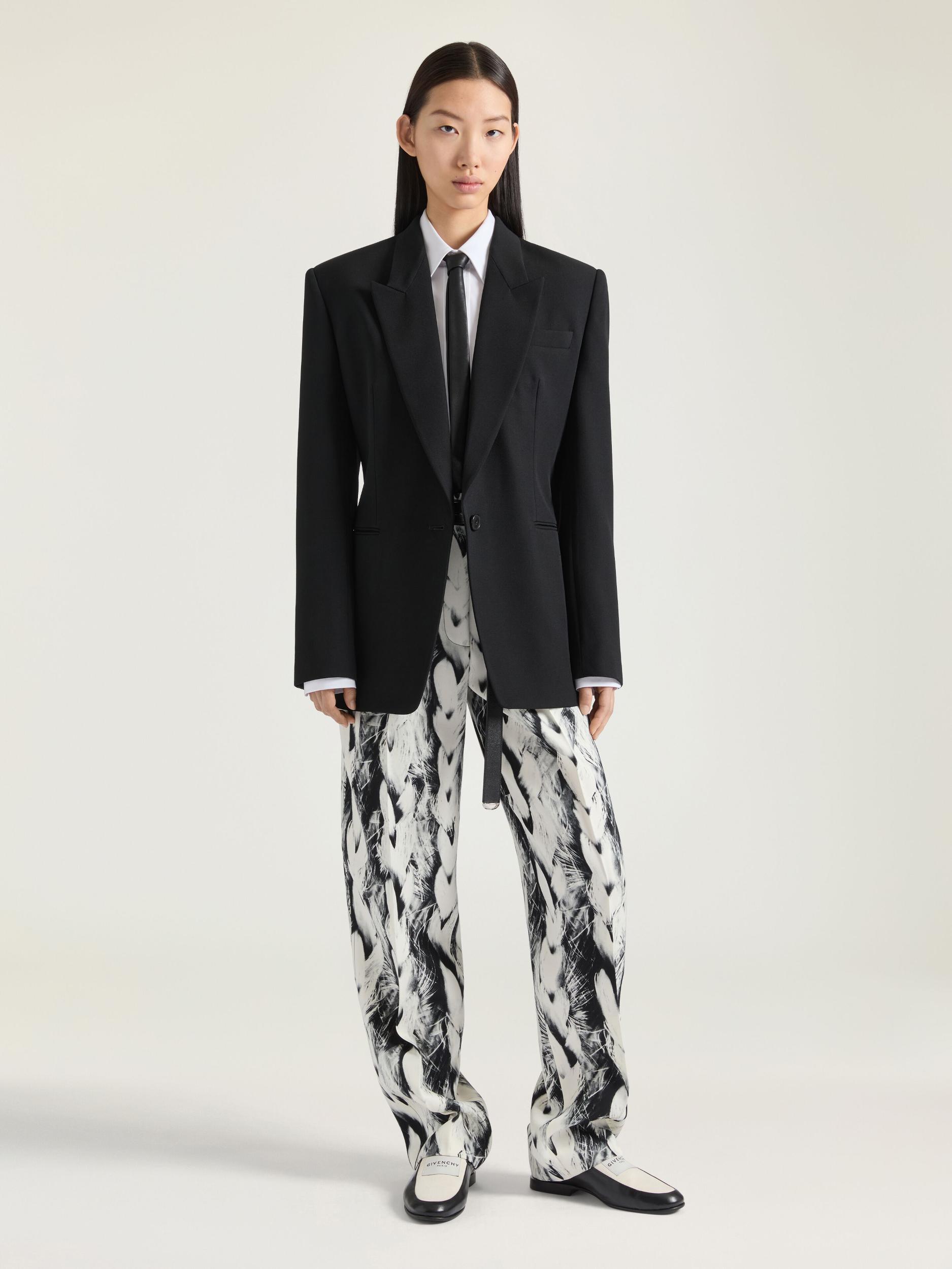 Boxy single breasted jacket in wool with Hair print Product Image