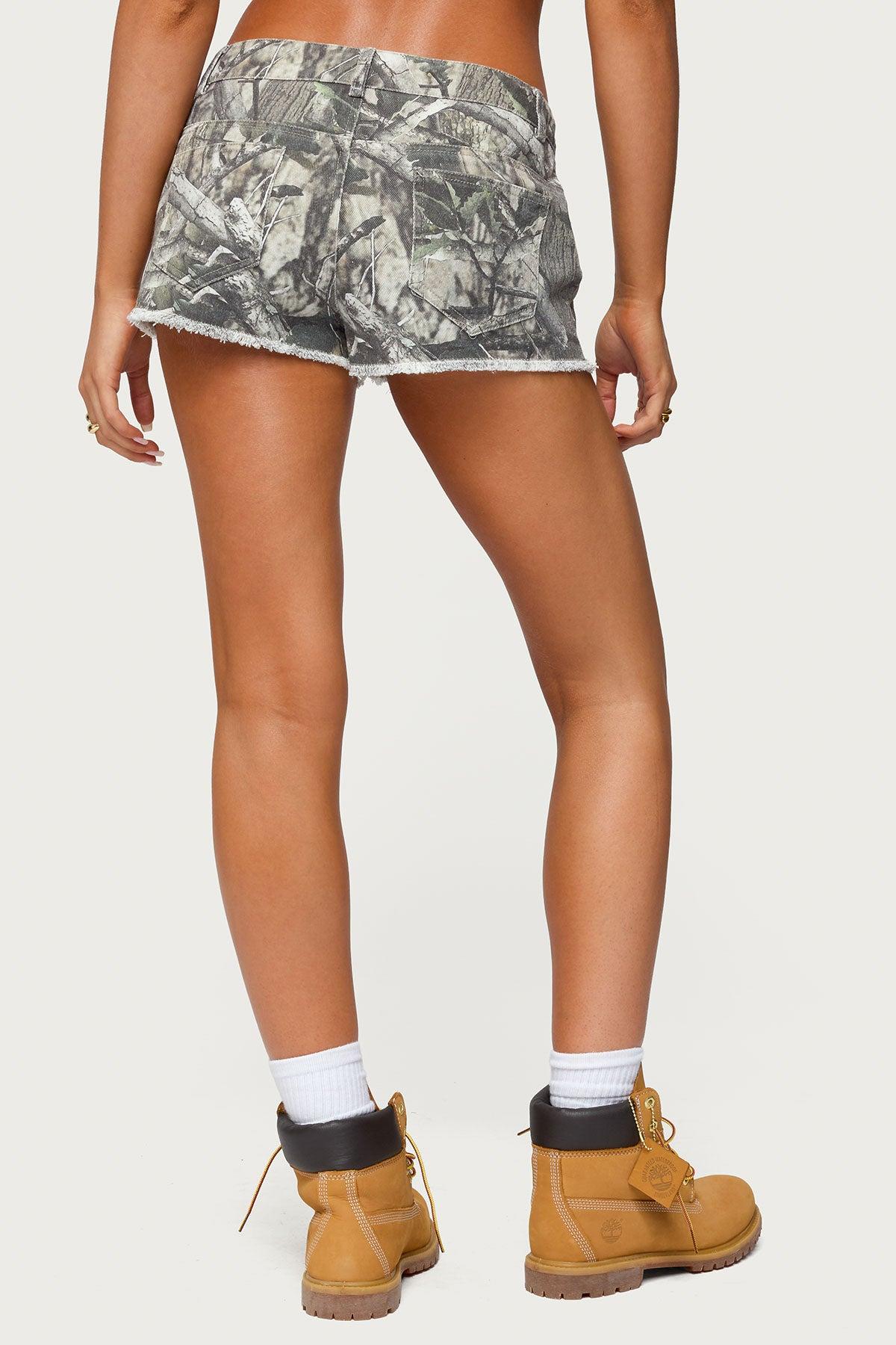 Joyce Camo Low Rise Denim Shorts Product Image