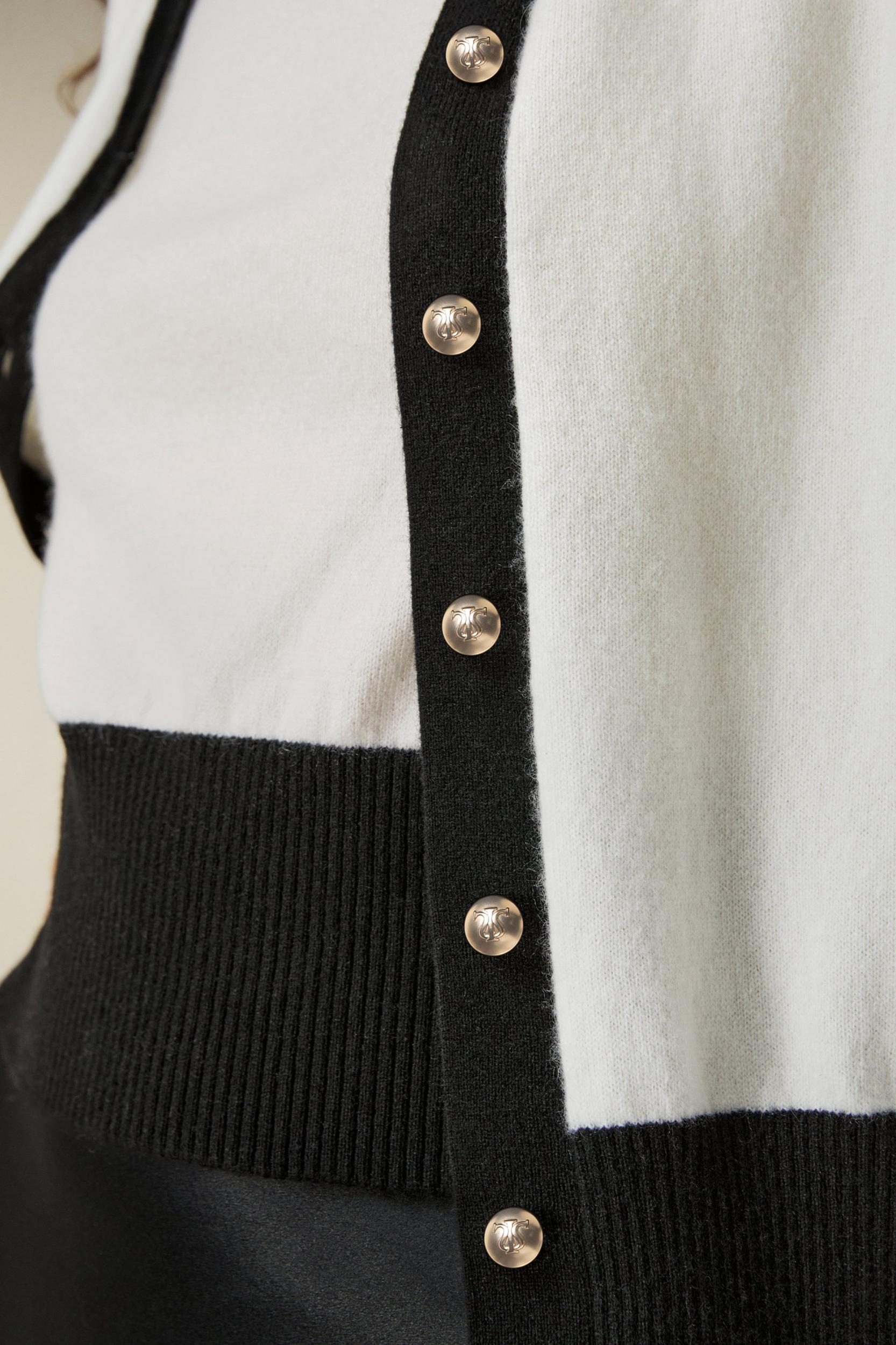 Gemini Cashmere Cardigan with Contrasting Hem Product Image