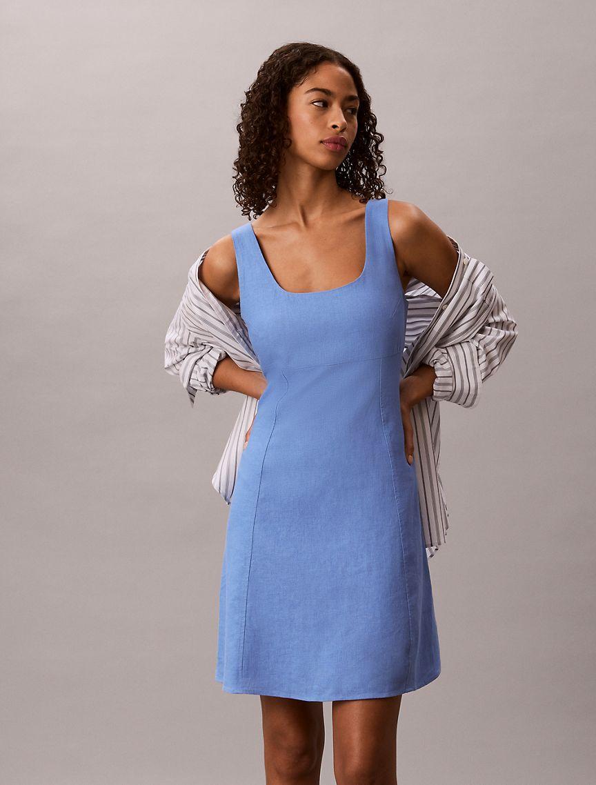 Linen Blend Mini Dress Product Image