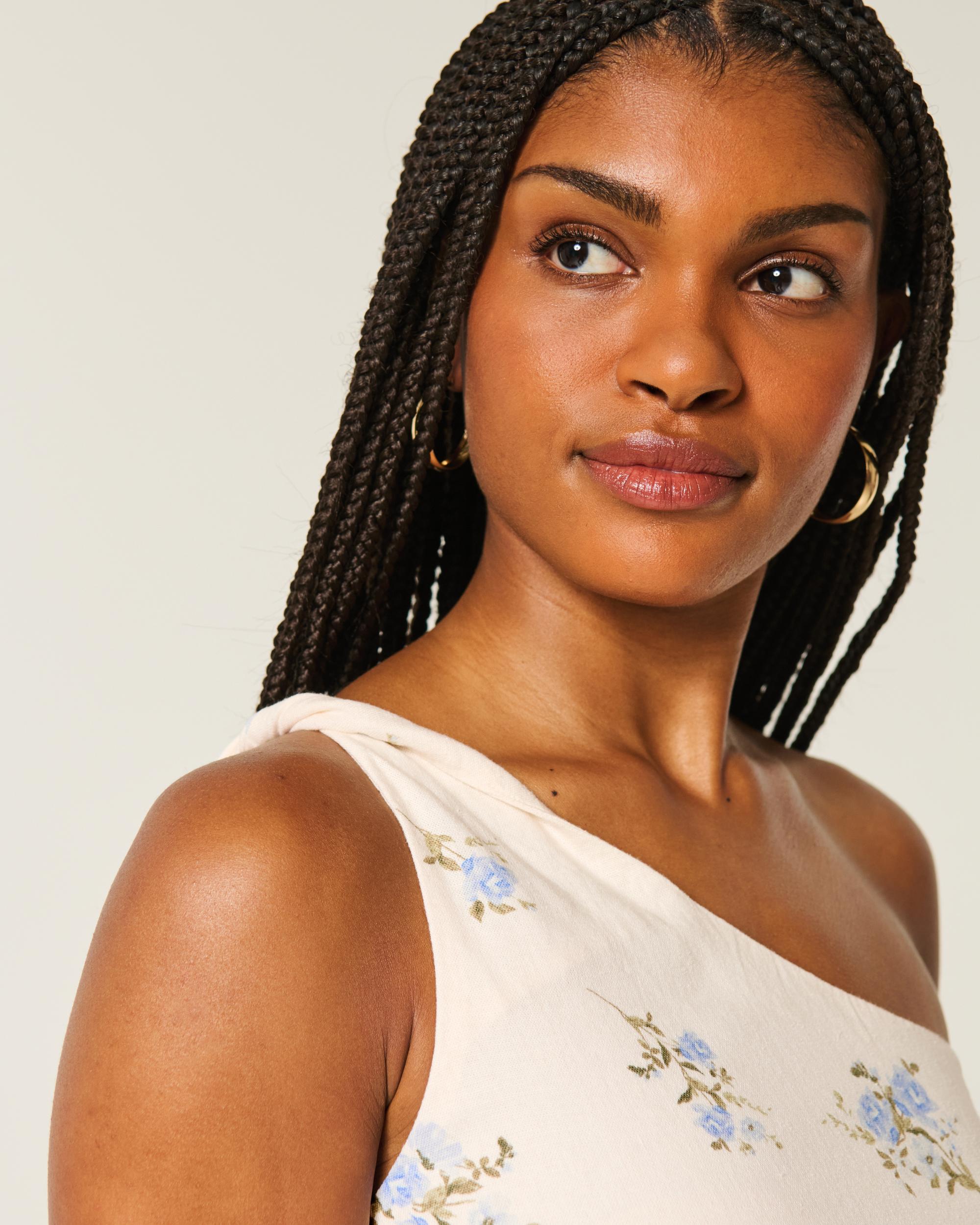 Linen-Blend Asymmetrical Mini Dress Product Image