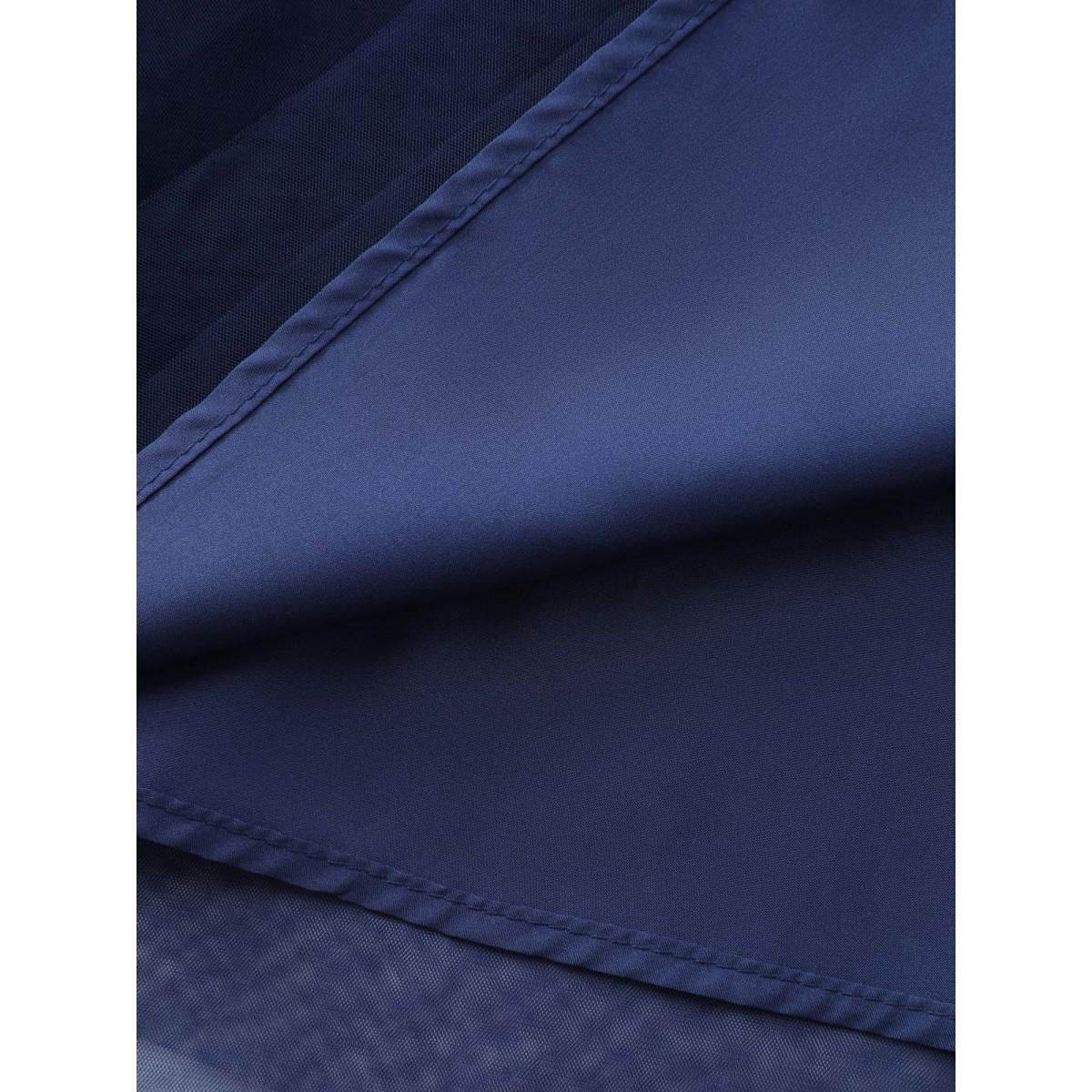 Plus Size Rhinestone Triangular Mesh Cinched-Waist Maxi Dress Navy Women Party&Cocktail V-neck Short sleeve Curvy BloomChic 10/M Product Image