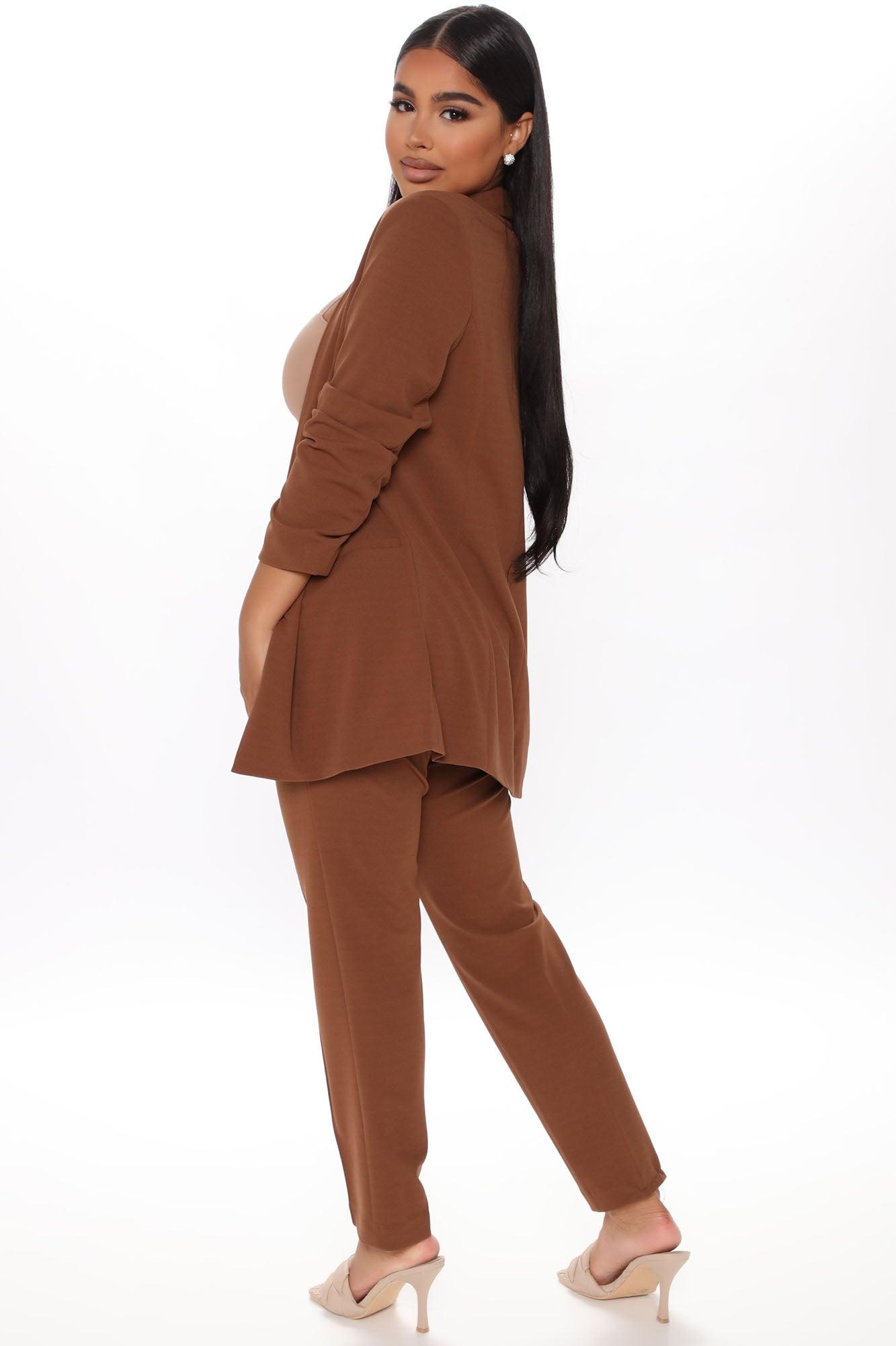 Business Classy Blazer Pant Set - Tan Product Image