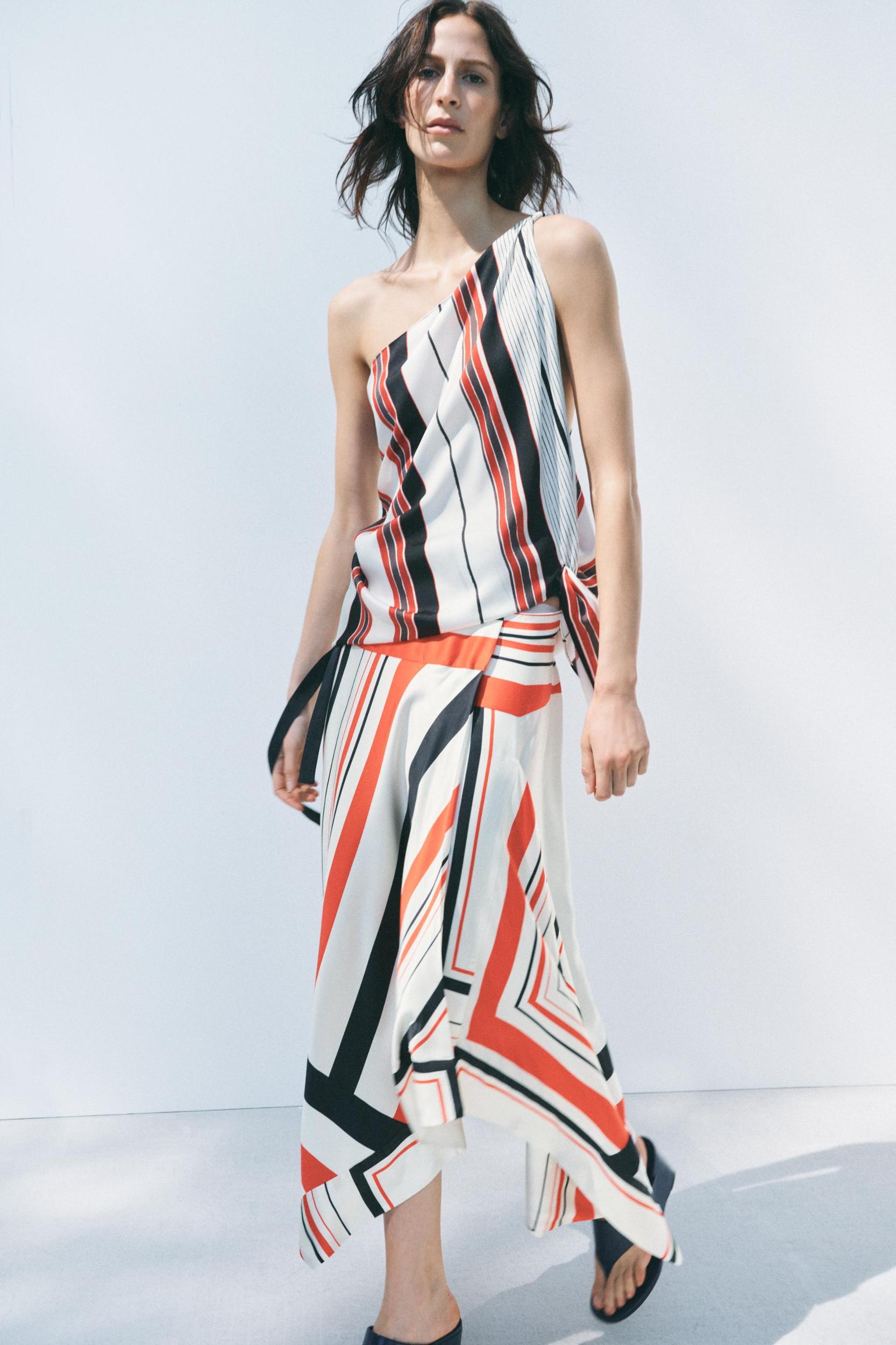 ASYMMETRIC STRIPED SKIRT ZW COLLECTION Product Image