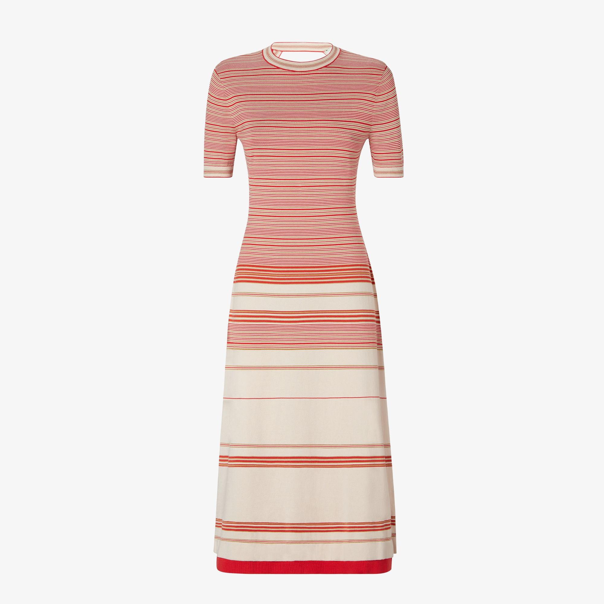 DressRed and beige striped cotton and silk dress Product Image
