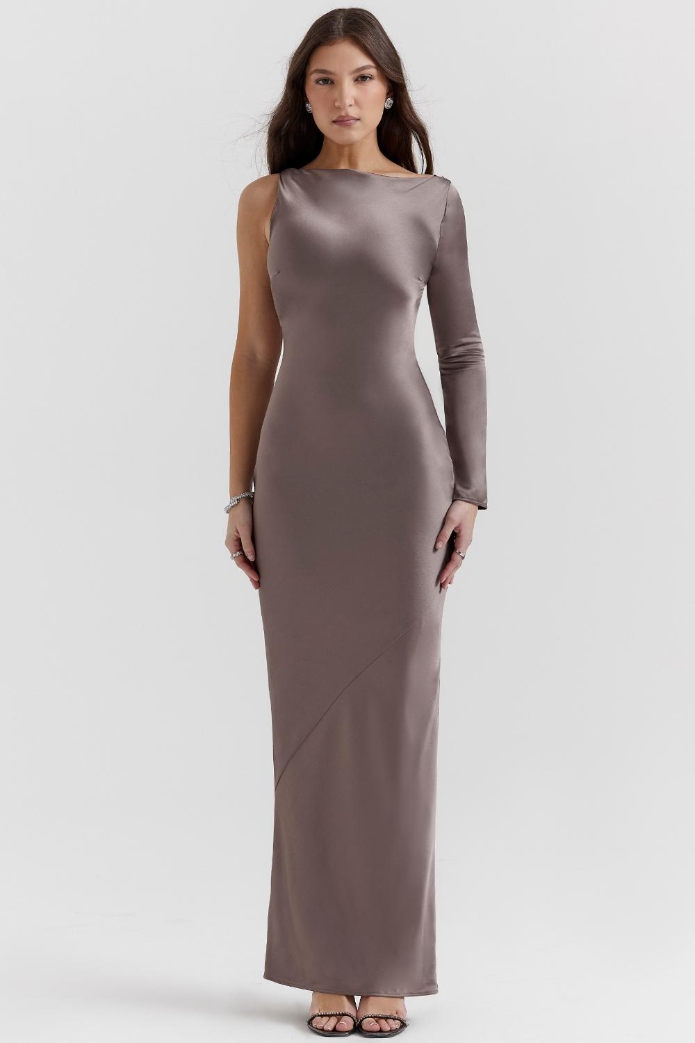 Catiana  smoke one sleeve maxi dress Product Image