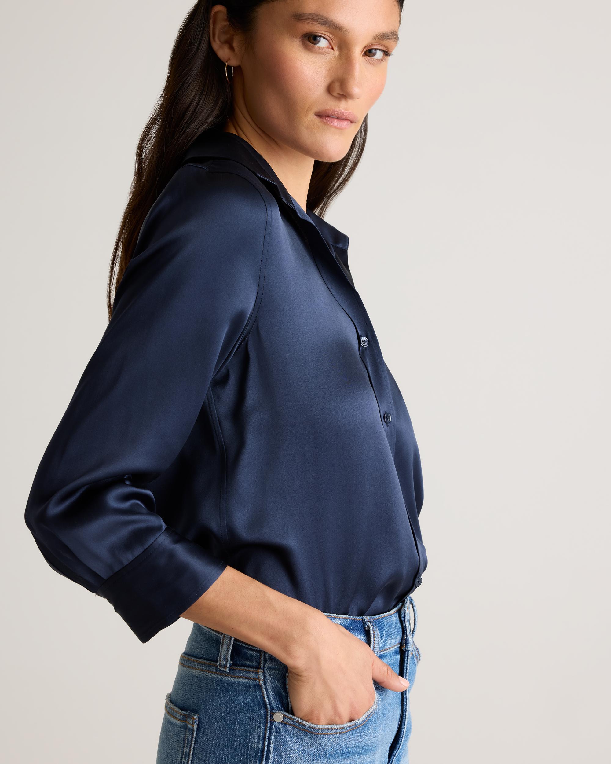 Quince | Women's Three-Quarter Sleeve Shirt Mulberry Silk Product Image