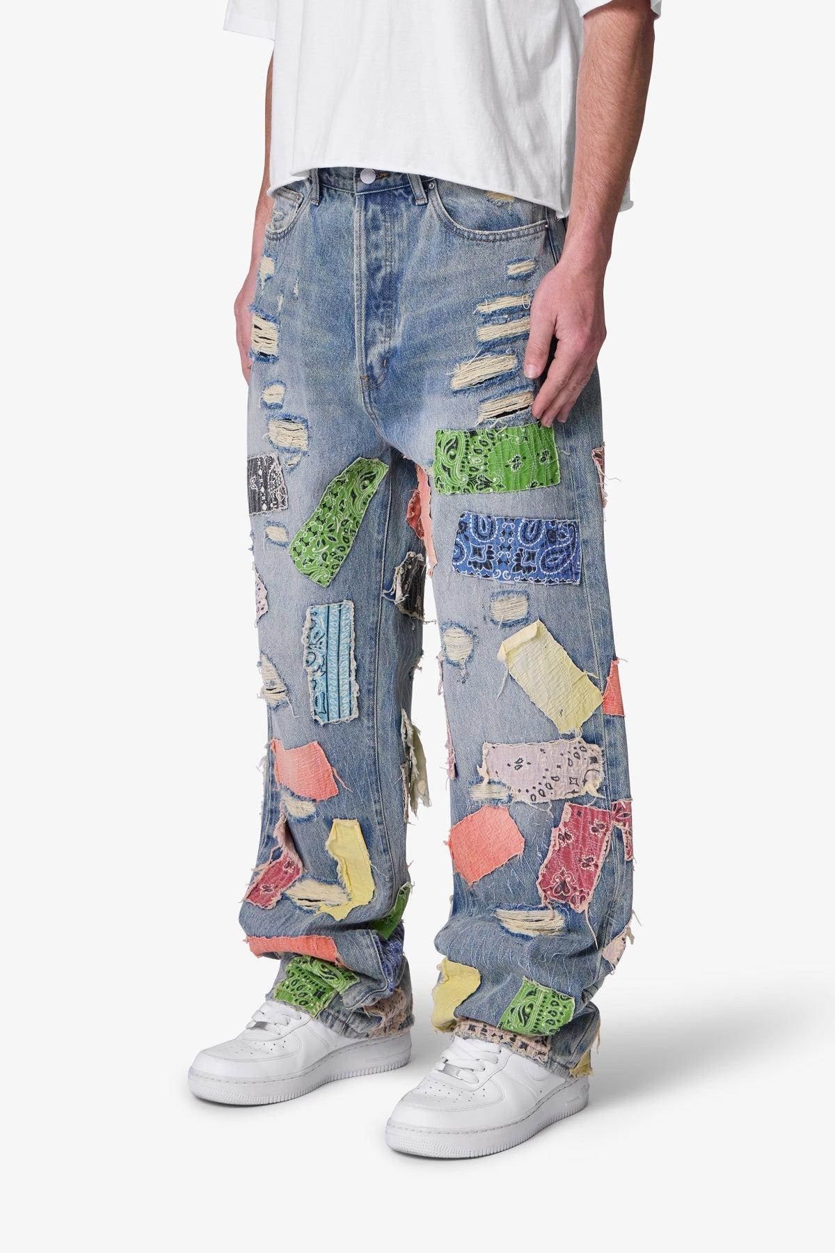 Ultra Baggy Bandana Patch Denim - Blue/Multi Product Image