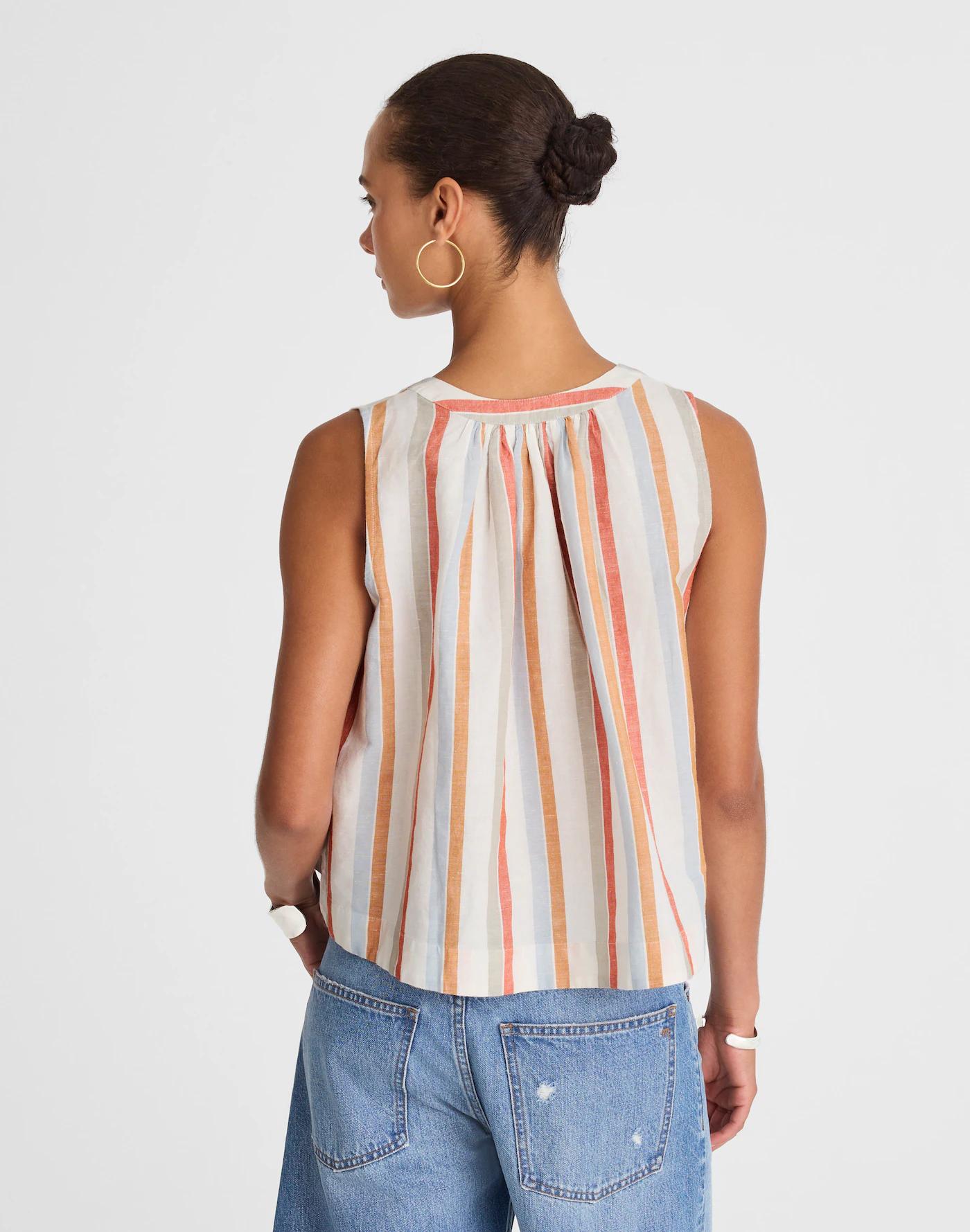 Button-Front Tank in Linen-Cotton Product Image