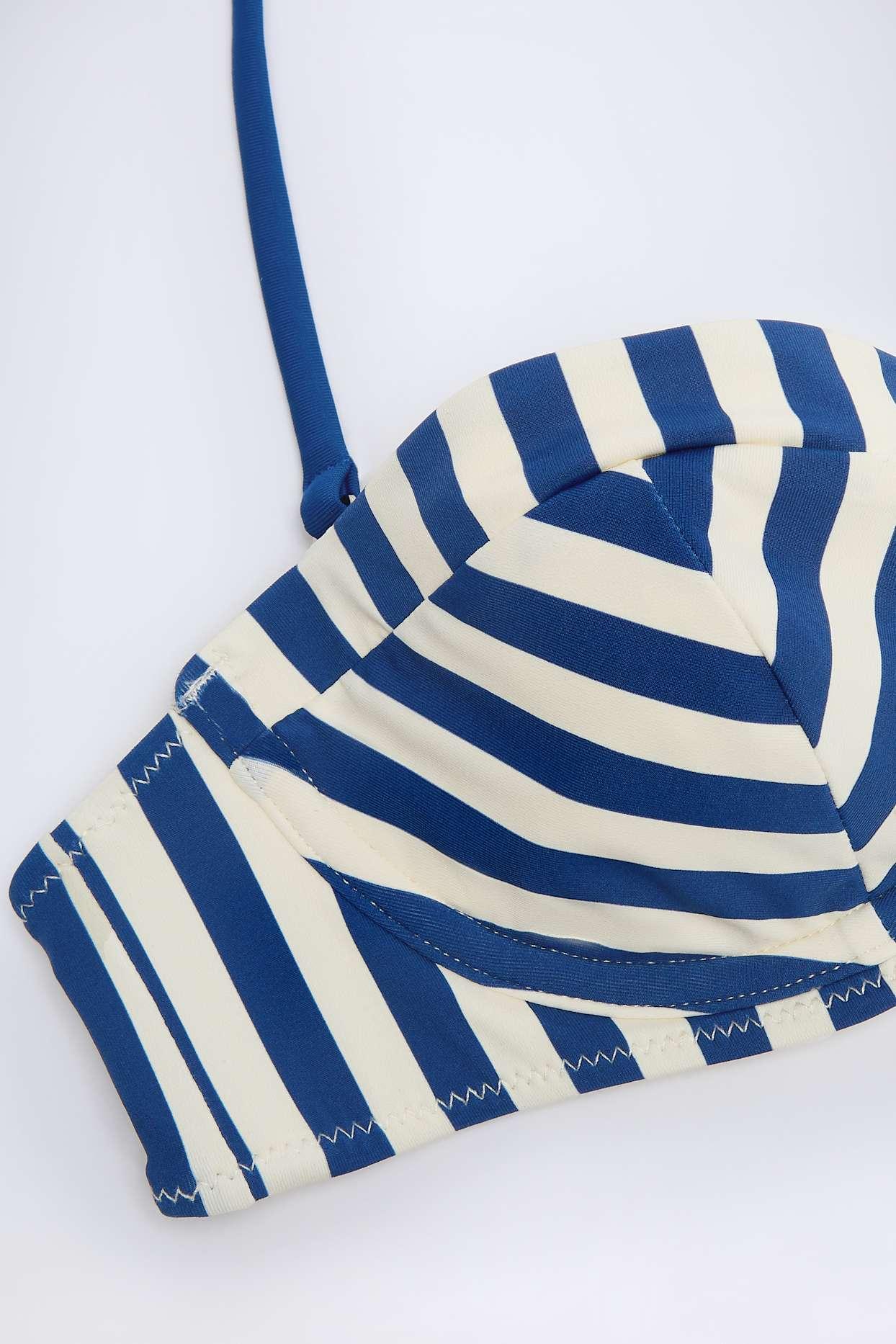 Underwired Halterneck Balconette Bikini Top in Marine Blue Stripe Product Image