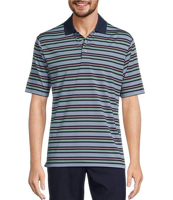Roundtree & Yorke Performance Short Sleeve Multi Stripe Polo Shirt Product Image
