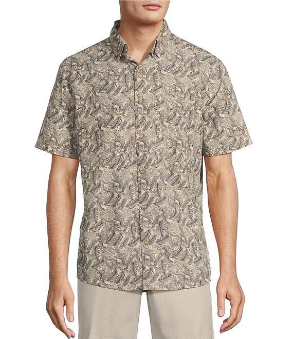 Roundtree & Yorke Performance The Charter Vented Short Sleeve Leaf Print Fishing Sport Shirt Product Image
