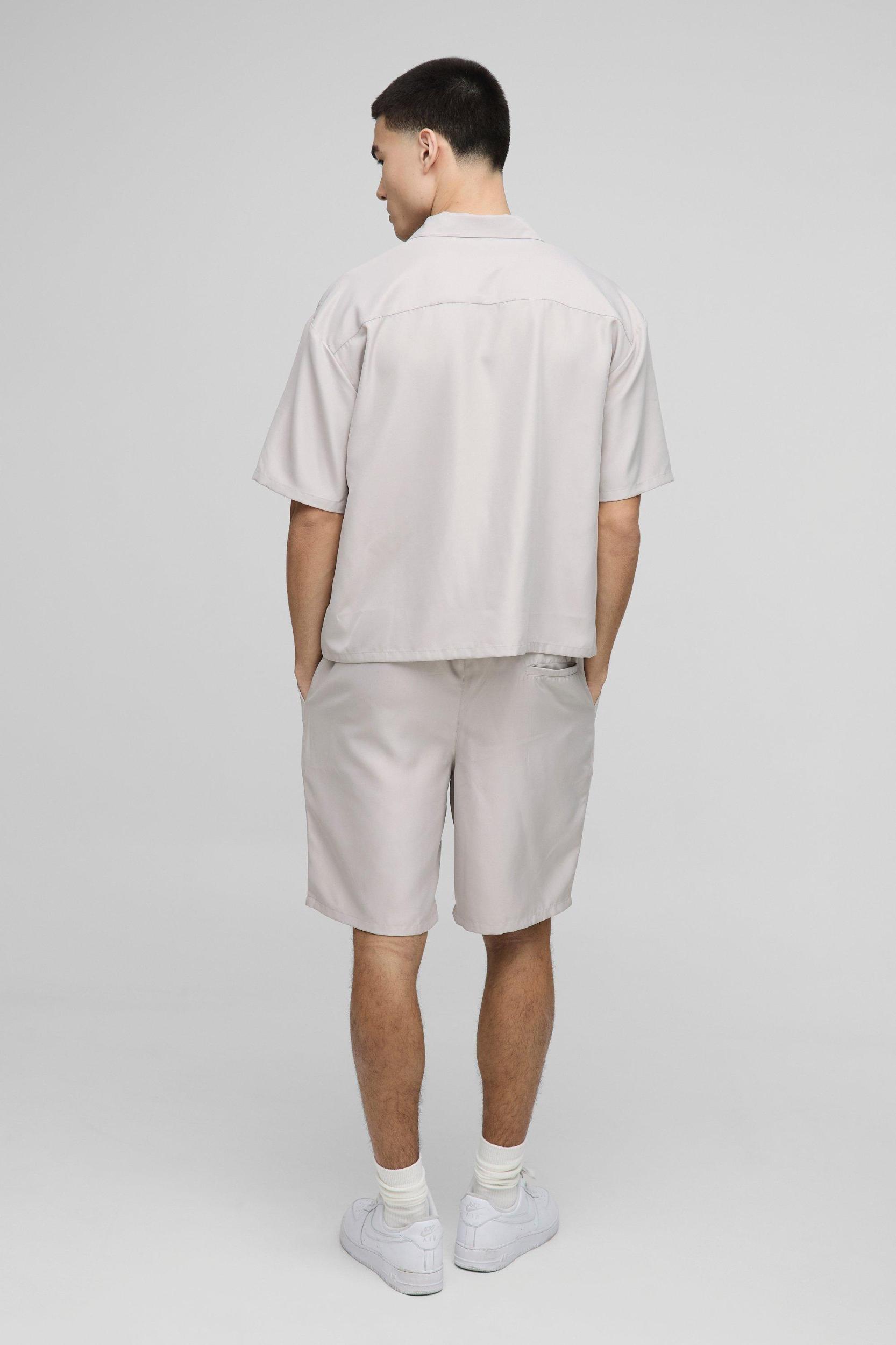 Oversized Soft Twill Pocket Detail Shirt & Short Set | boohooMAN USA Product Image