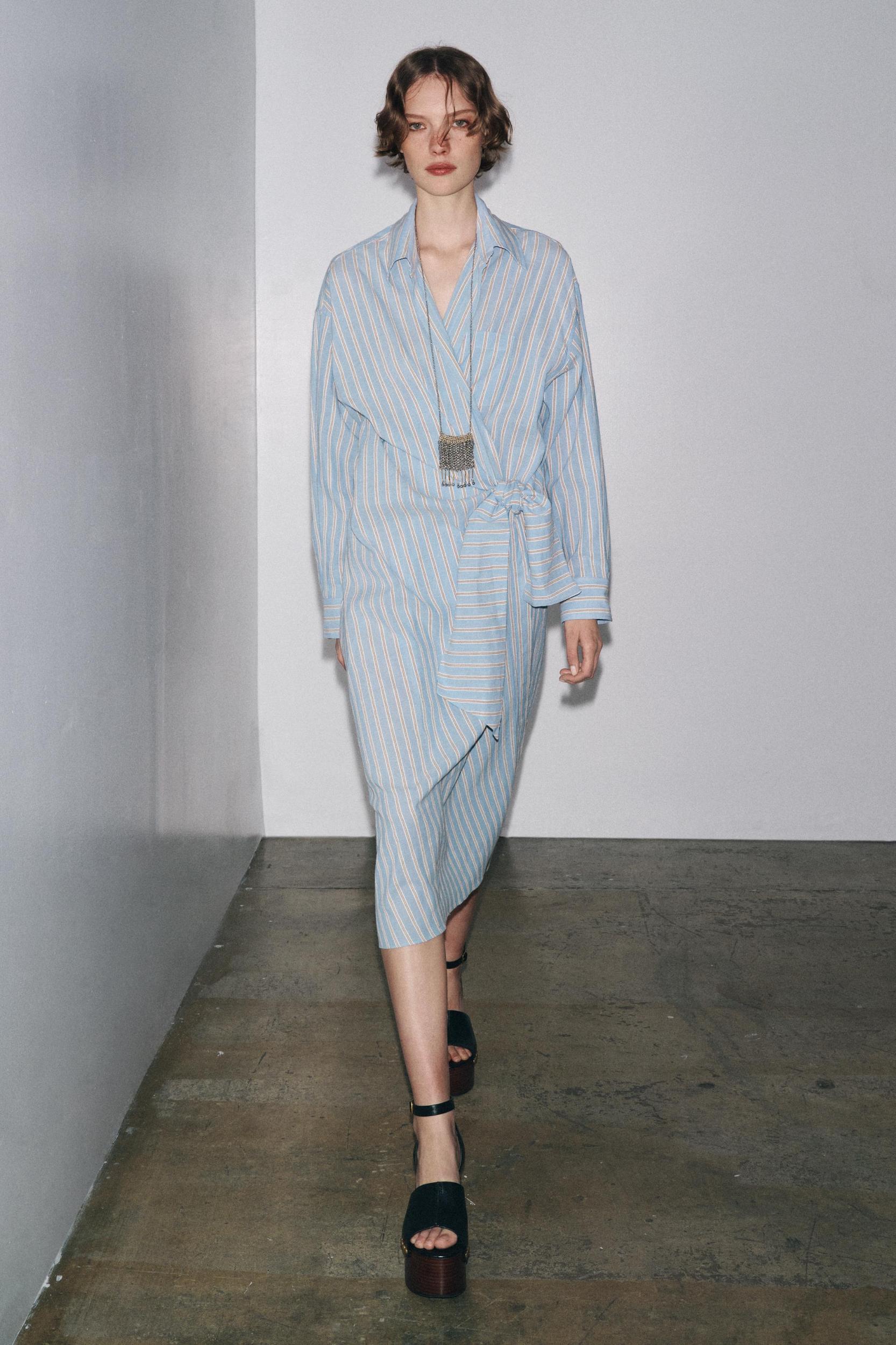 STRIPED WRAP DRESS ZW COLLECTION Product Image