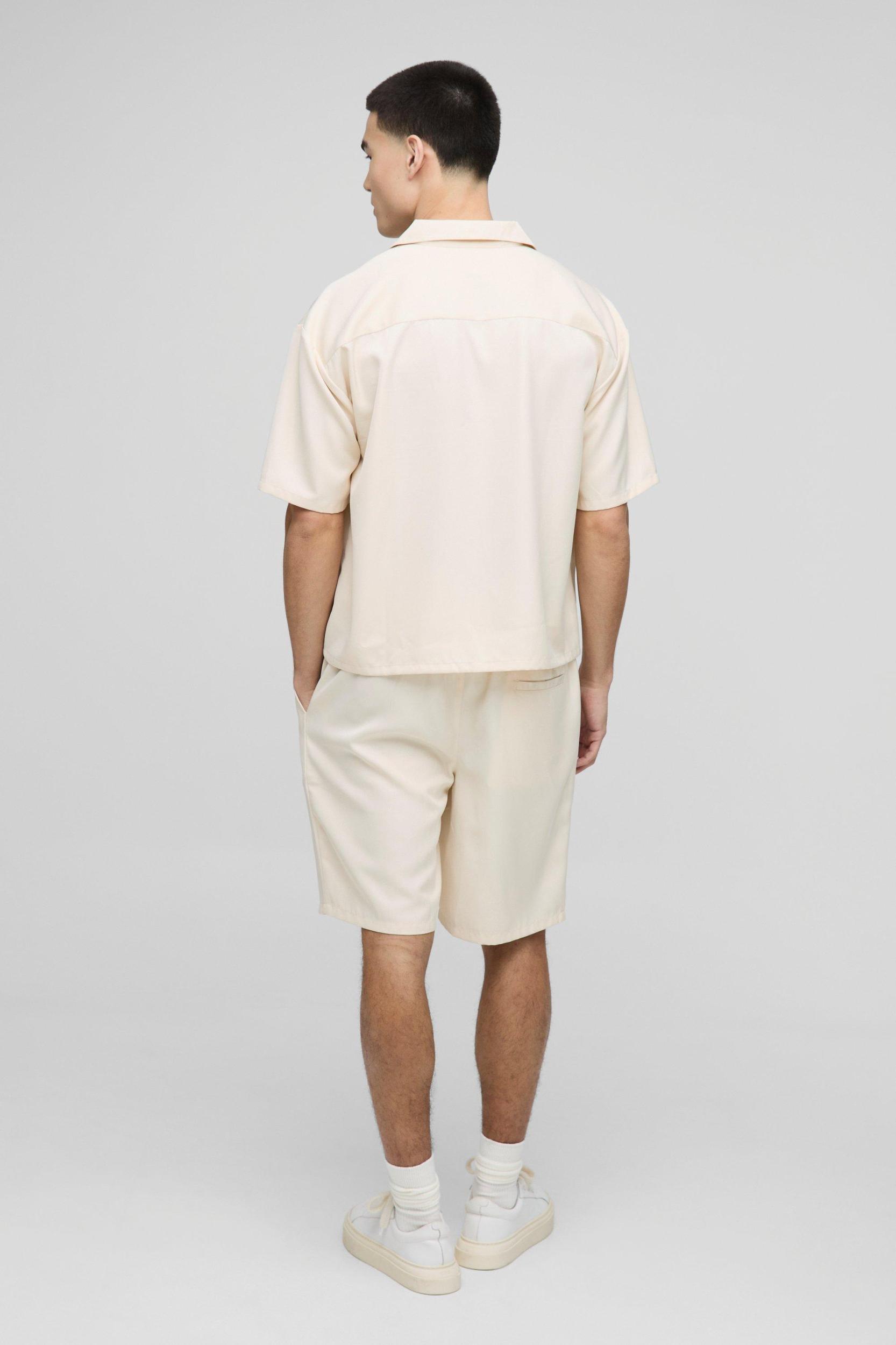 Oversized Soft Twill Pocket Detail Shirt & Short Set | boohooMAN USA Product Image