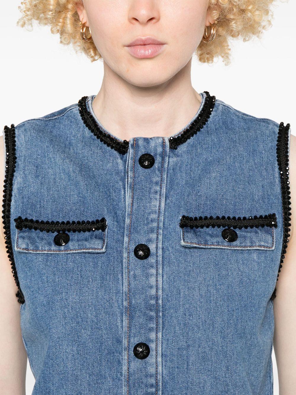 embroidered-trim denim mini dress Product Image