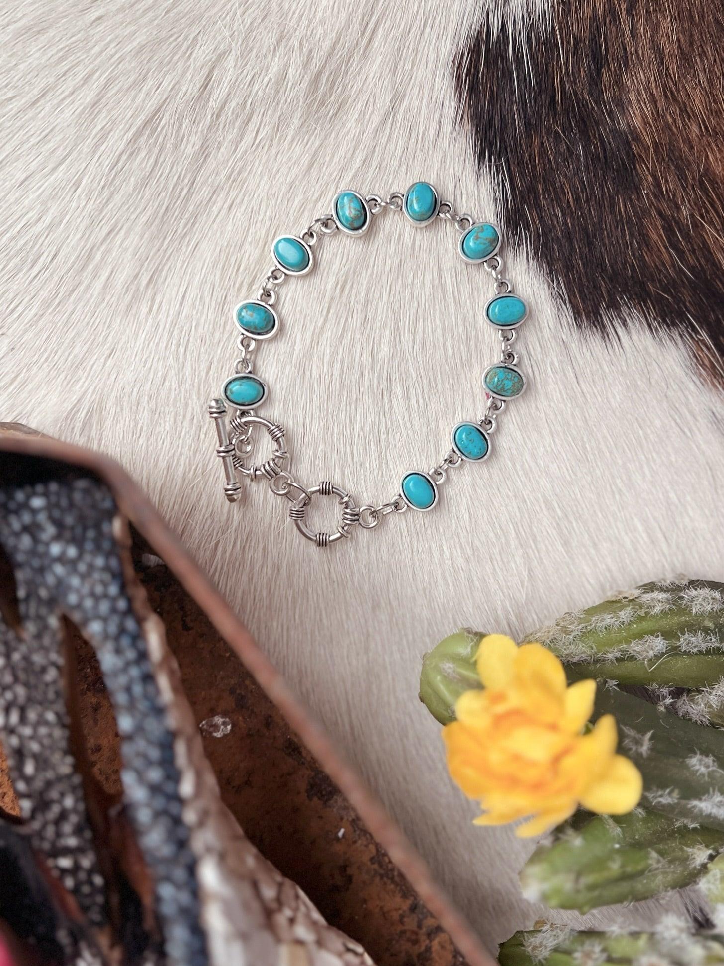 Oval Turquoise Stone Toggle Bracelet Product Image