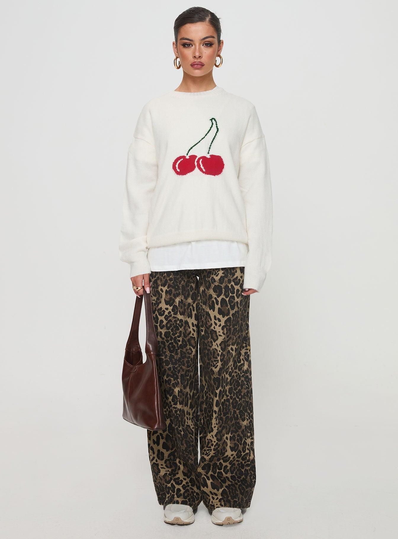 Cherry Dreams Knit Jumper Cream Product Image