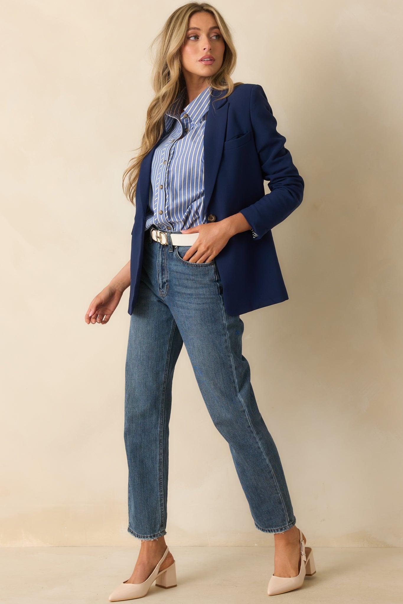 Running Around Navy Blazer Product Image
