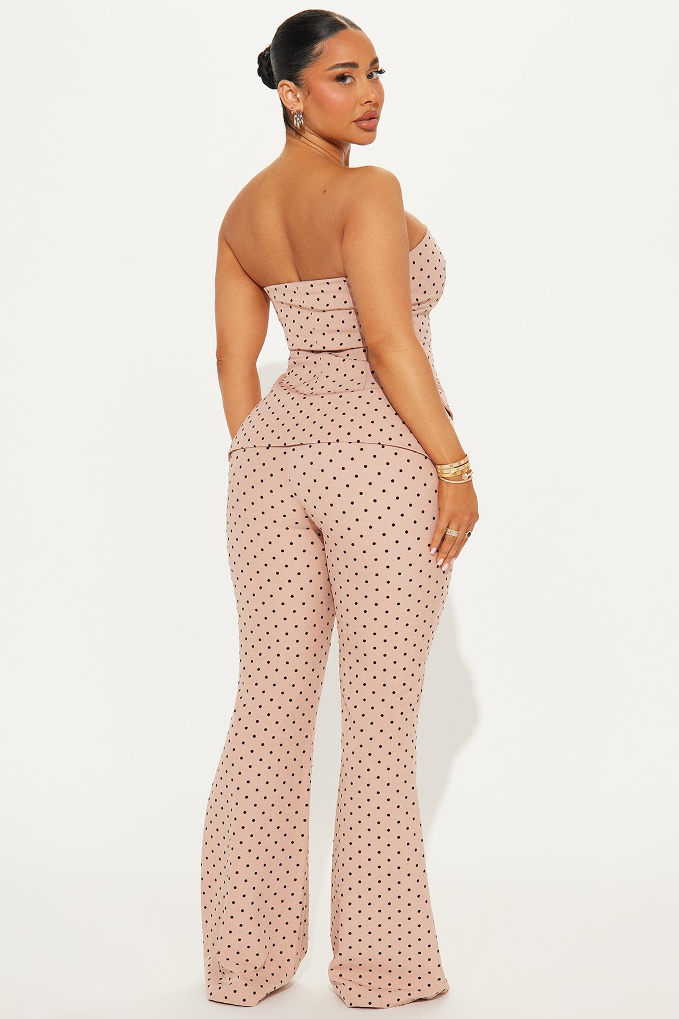 Stacy Polka Dot Flare Pant Set - Pink Product Image