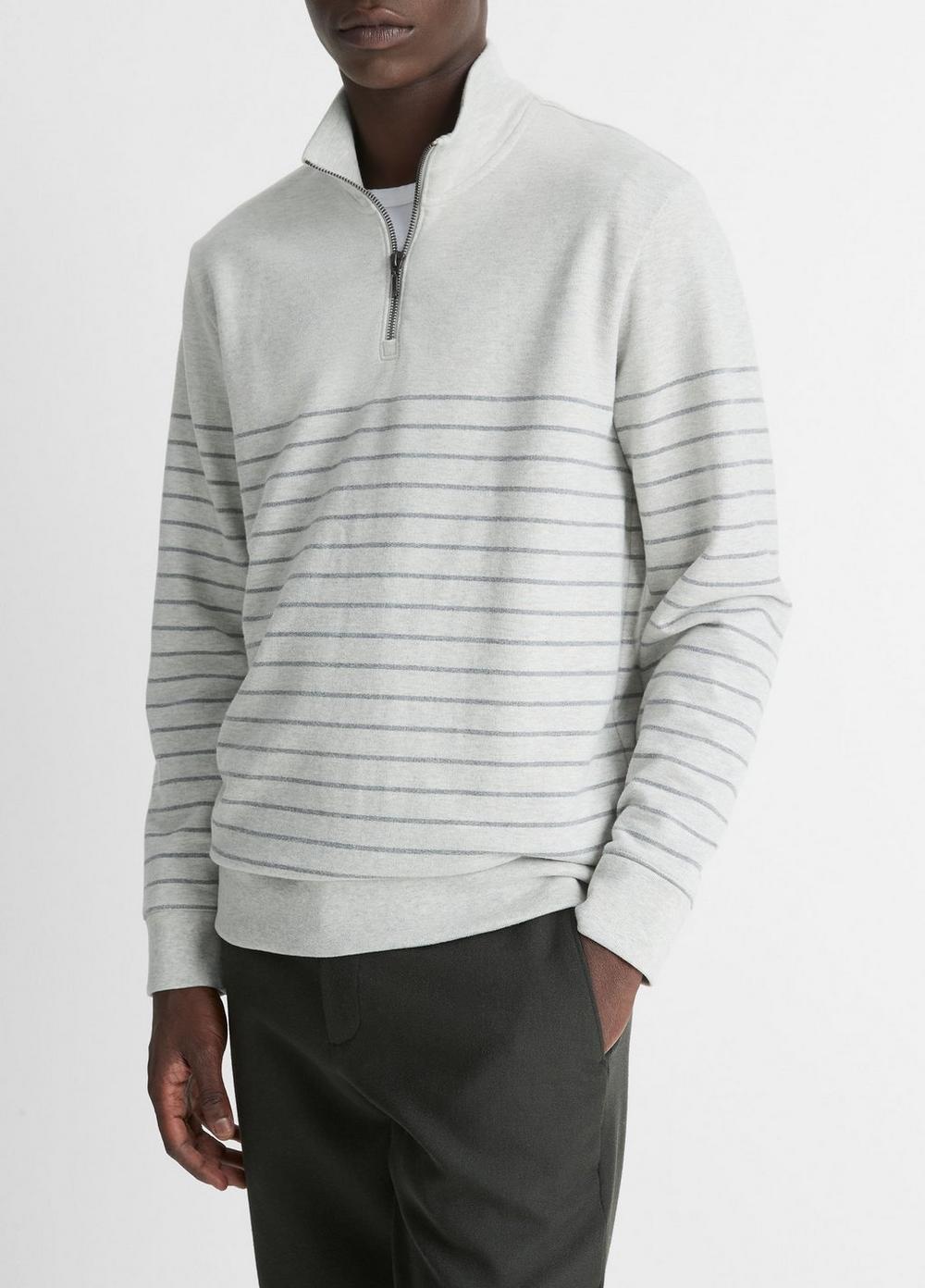 Striped Sueded Cotton Quarter-Zip Pullover Product Image
