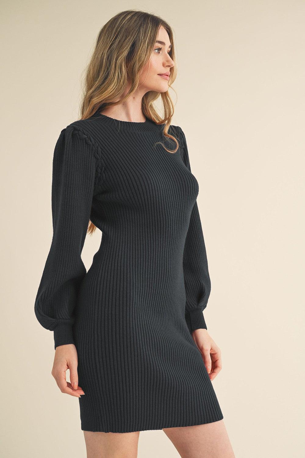 Ribbed Sweater Knit Mini Dress Product Image