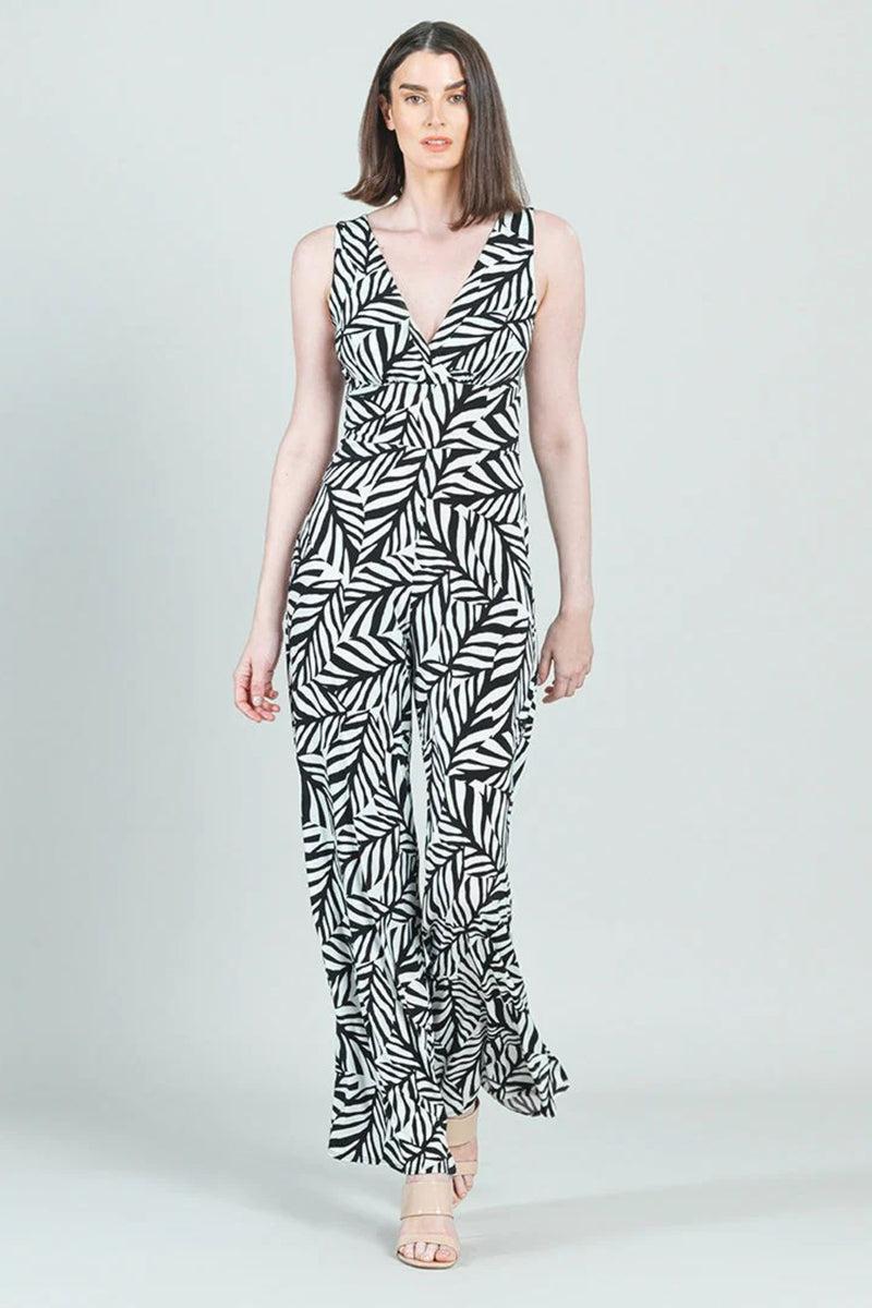 Leaf-Print V-neck Jumpsuit Product Image