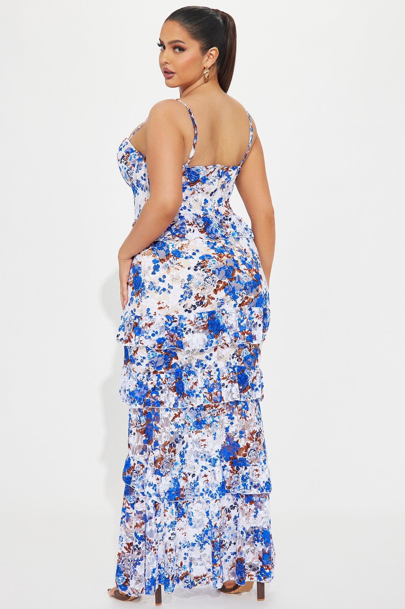 Grace Lace Maxi Dress - Blue/combo Product Image