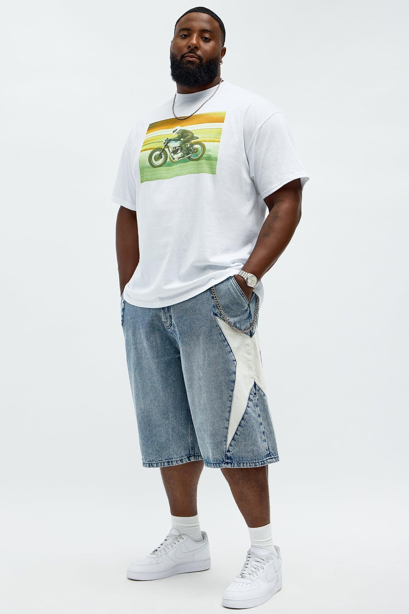 Baggy Side Star Denim Short - Medium Blue Wash Product Image