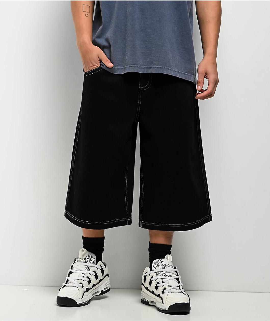 Empyre Ultra Wide Dark Blue Skate Jean Shorts Product Image