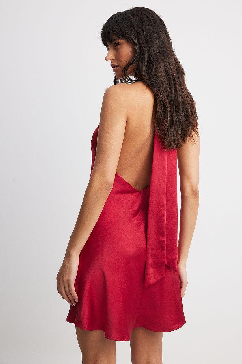 Hammered Satin Tie Back Mini Dress Product Image
