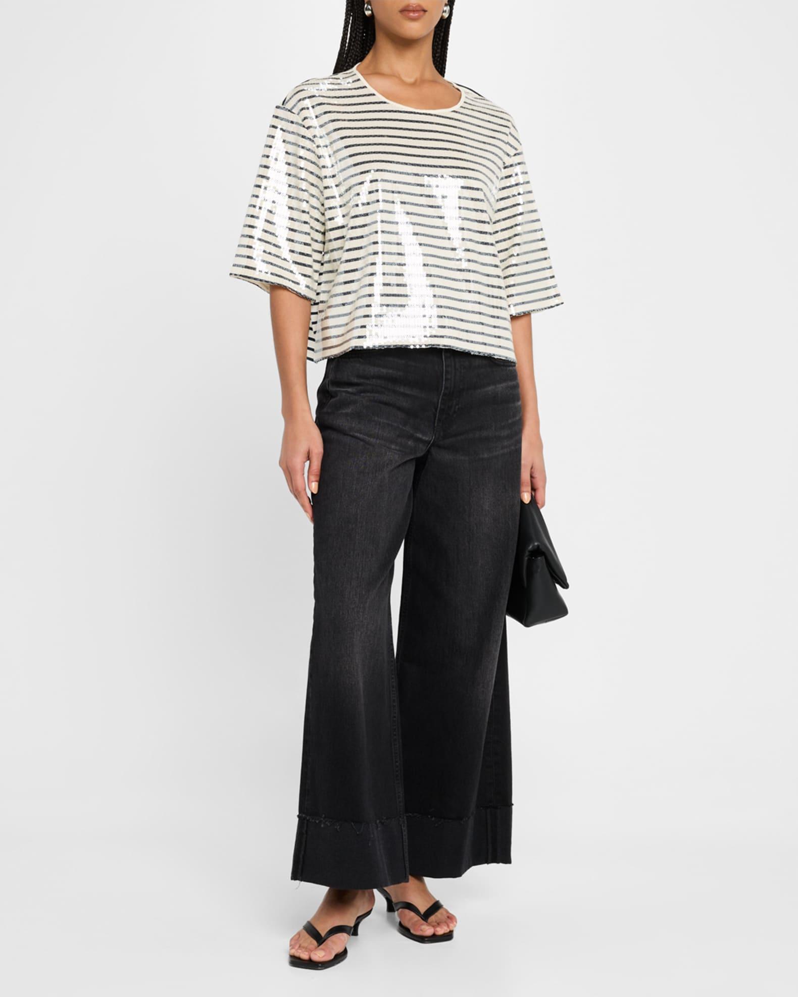 Gardone Boxy Striped Sequin Tee Product Image
