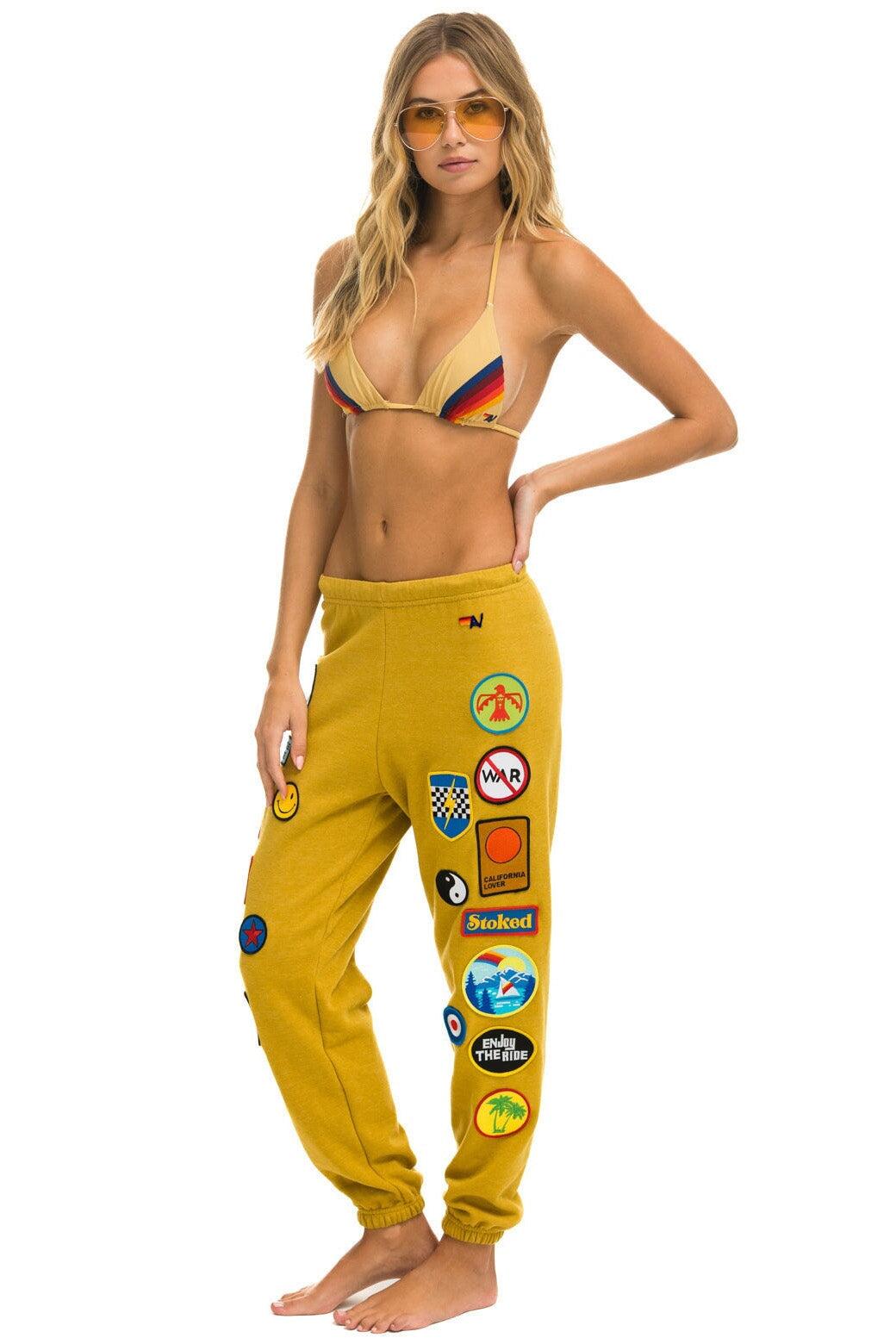 VINTAGE PATCH SWEATPANTS - KHAKI Female Product Image