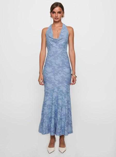Aymie Halter Maxi Dress Blue Product Image