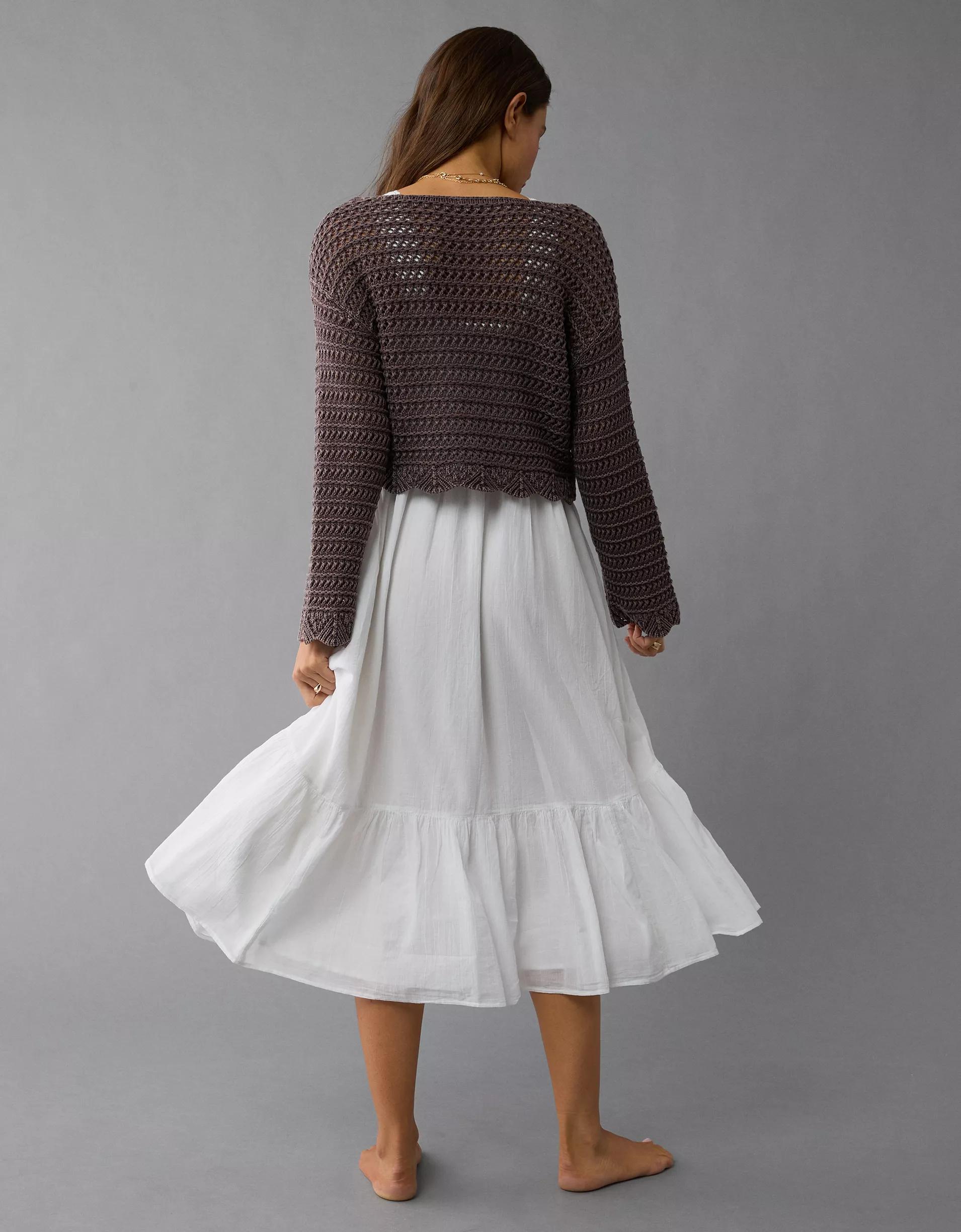 AE Ballet Neck Open Knit Sweater Product Image