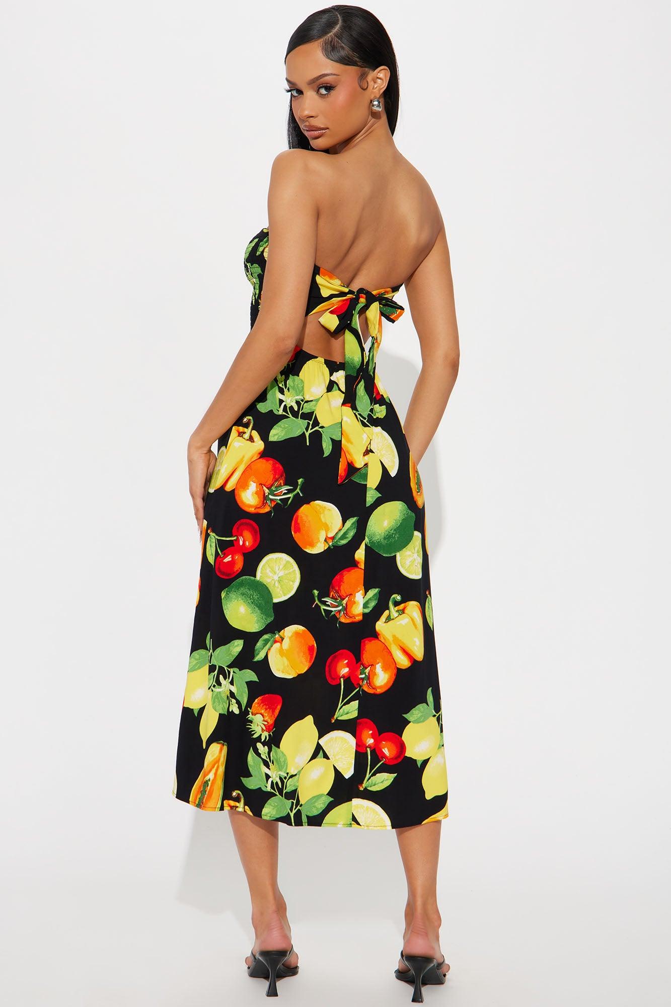 Big Flavor Smocked Midi Dress - Black/combo Product Image