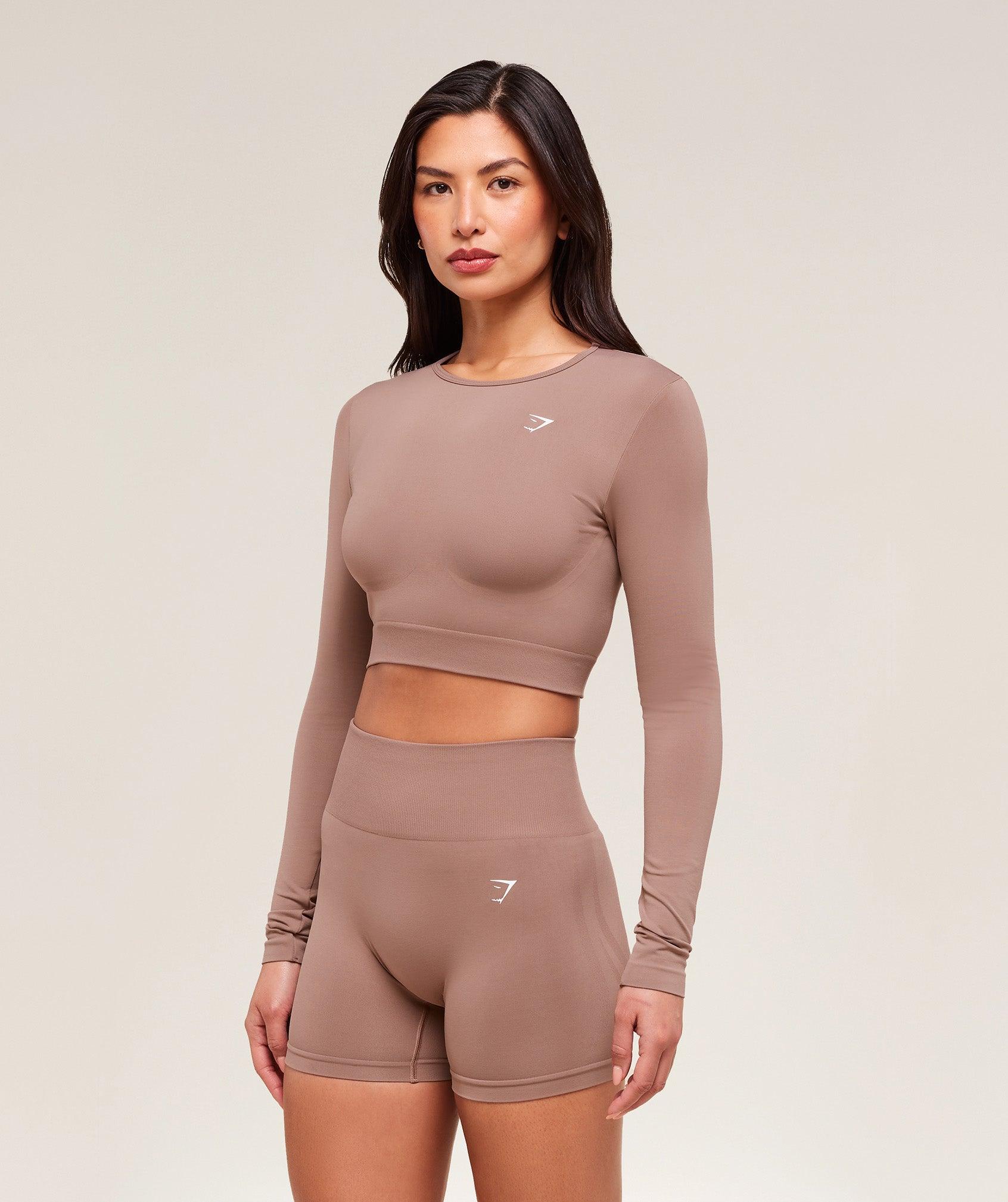 Gymshark Everyday Seamless Long Sleeve Crop Top - Chestnut Pink Female Product Image
