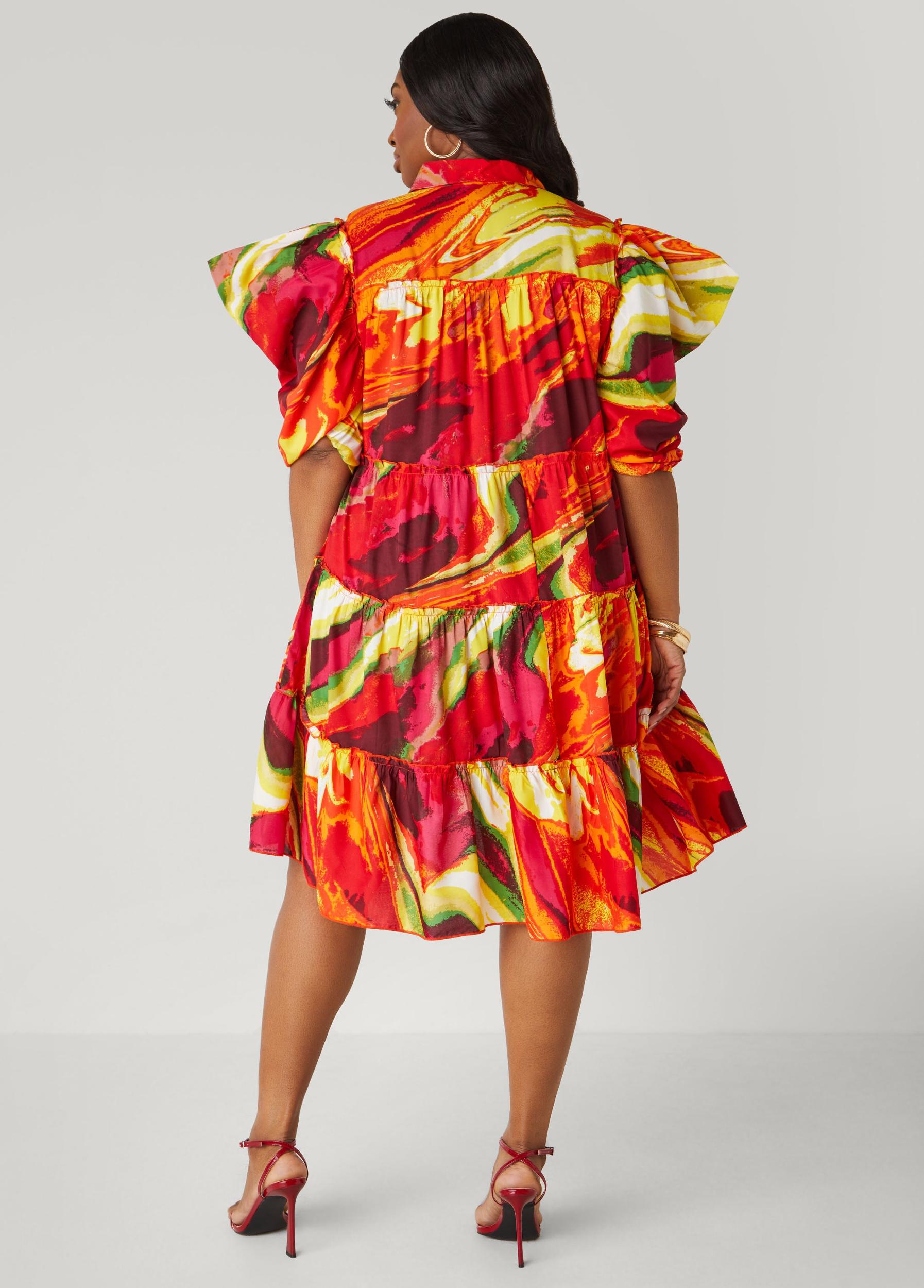 Ruffled Brushstroke Shirtdress Product Image