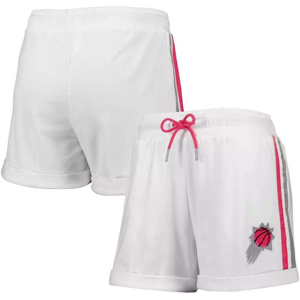 Women's Lusso White/Pink Phoenix Suns Melody Cuffed Tri-Blend Shorts,  Product Image