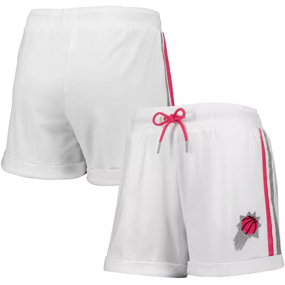Women's Lusso White/Pink Phoenix Suns Melody Cuffed Tri-Blend Shorts,  Product Image