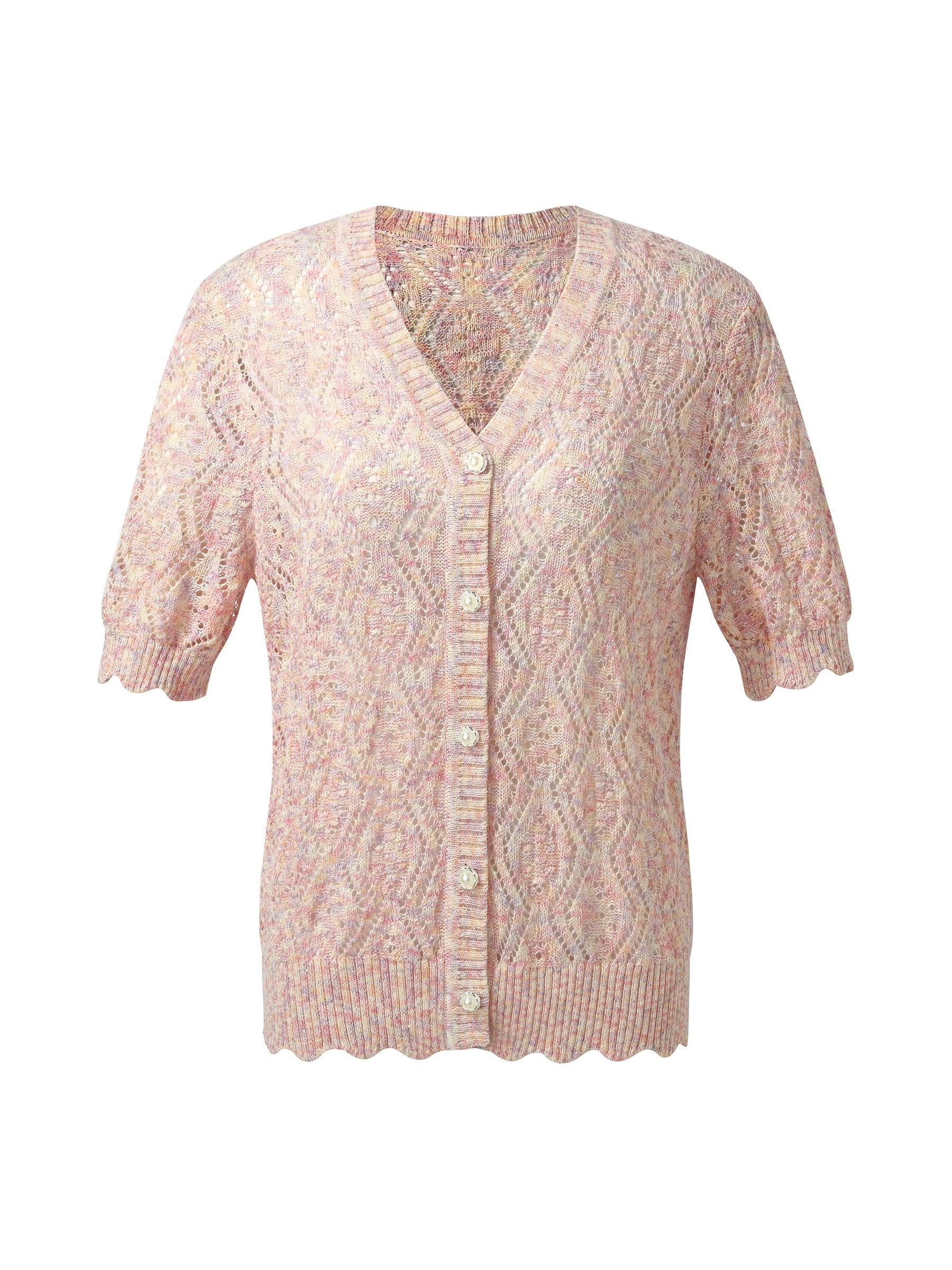 Openwork Sequins Women V-Neck Cardigan Product Image