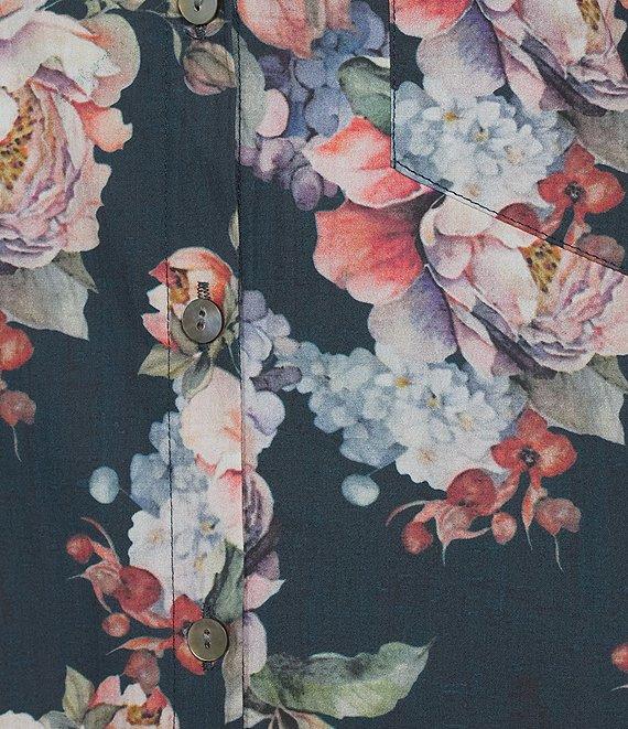 APNY Floral Print Spread Collar Long Sleeve Shirt Maxi Dress Product Image