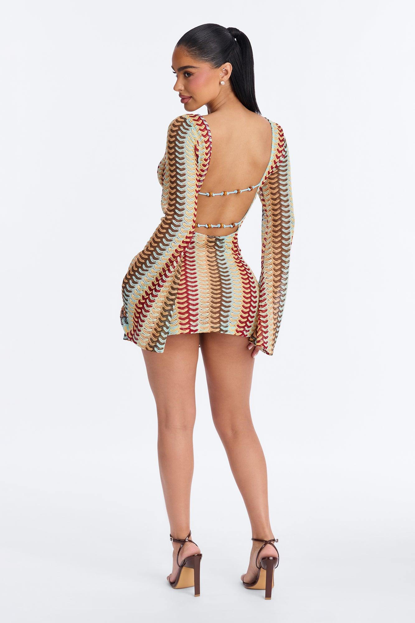 Baecation Open Back Crochet Mini Dress - Multi Color Female Product Image