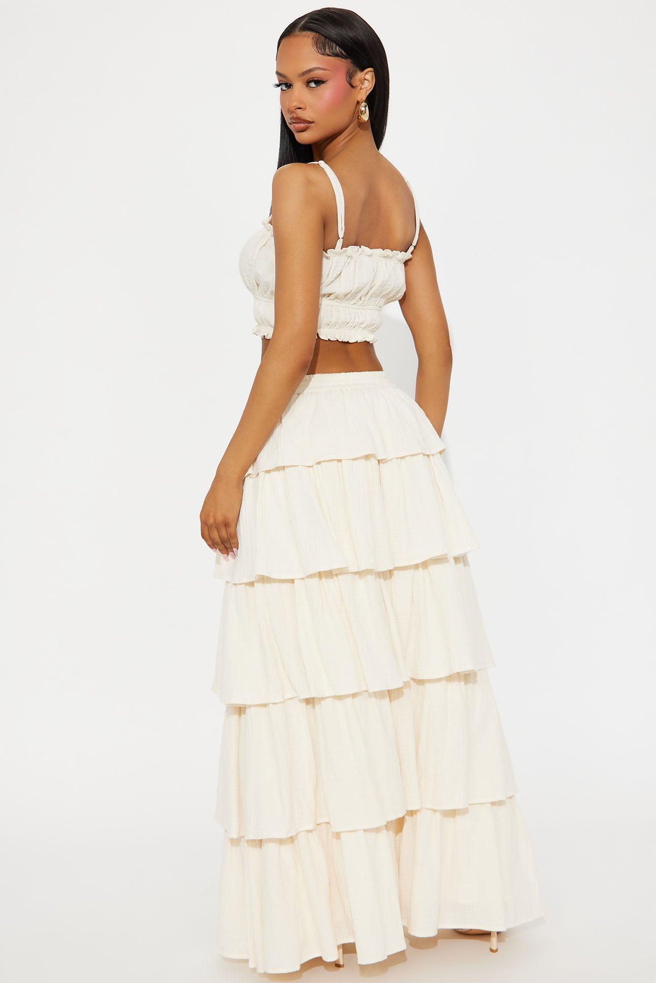 Just Wandering Maxi Skirt Set - Natural Product Image