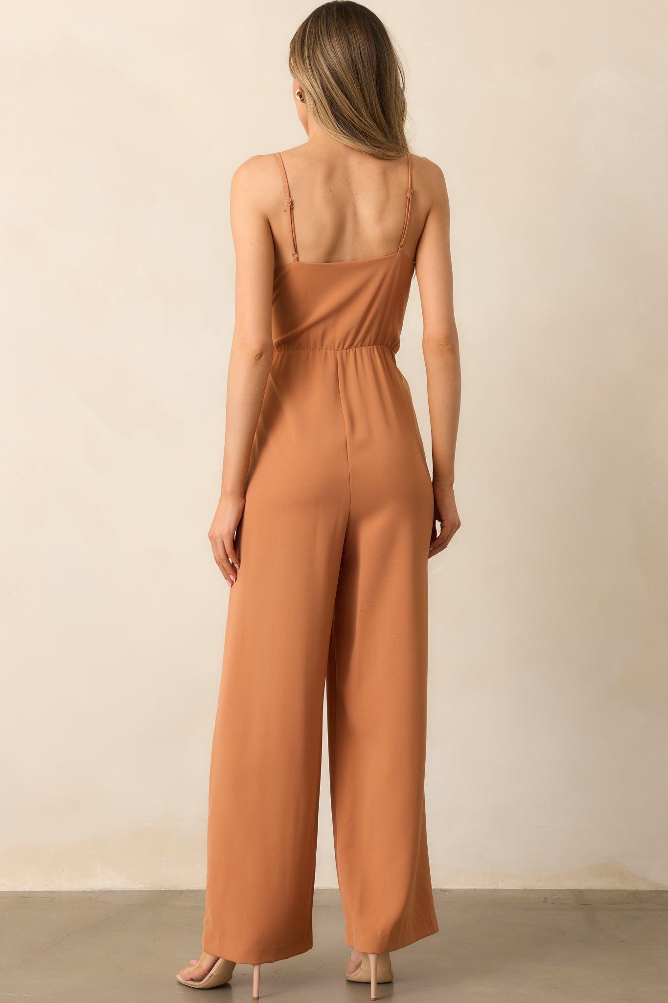 Make Every Day Count Light Clay Faux Wrap Jumpsuit Product Image