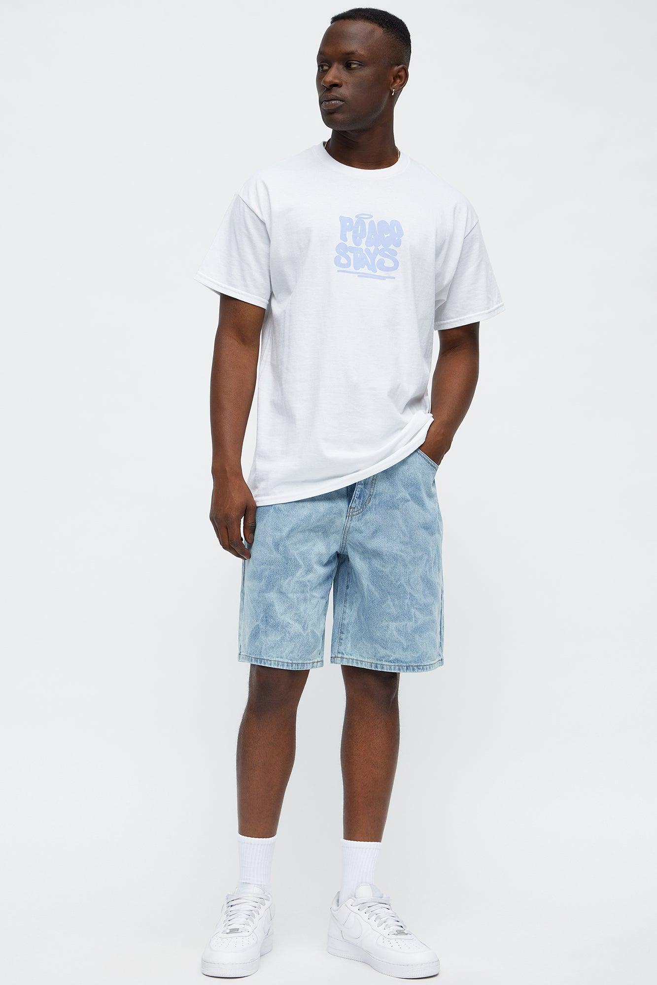 Peace Stays Oversized Short Sleeve Tee - White Male Product Image