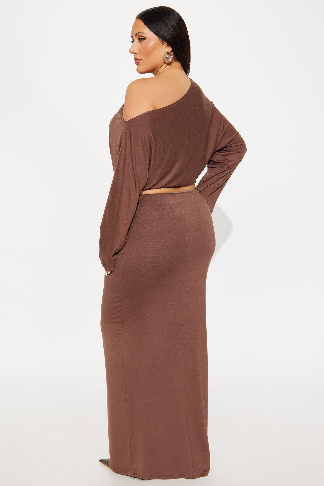 Meena One Shoulder Maxi Skirt Set - Brown Female Product Image